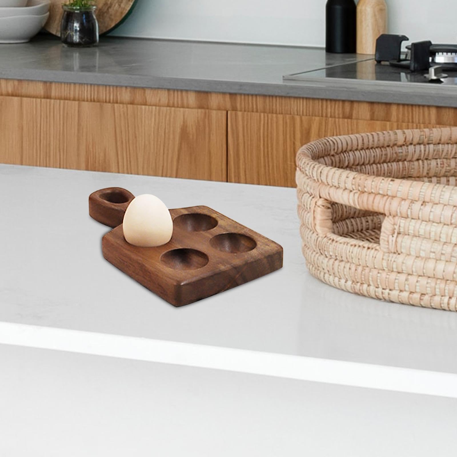 Wooden Egg Holder Organizer - Easter Egg Display & Storage Tray - Natural Wood Countertop Egg Rack for Kitchen, Dining Table, or Easter Decor - Perfect for Farmhouse, Rustic Home Decor & Holiday Display