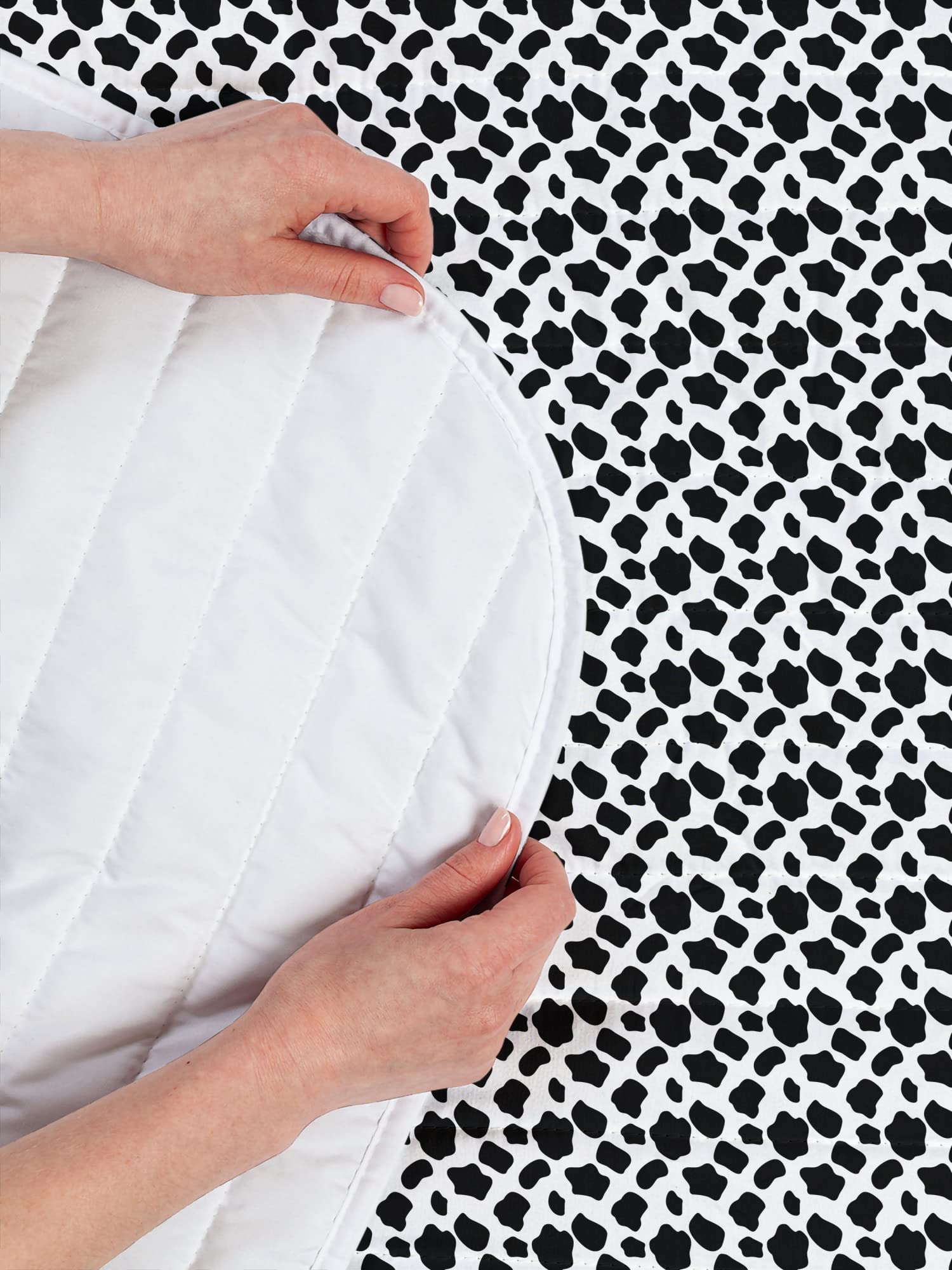 Ambesonne Cow Print Microfiber Bedspread Set - Soft Twin Size Comforter with Pillow Sham | Cattle Skin Pattern in White & Black | Perfect for Farmhouse, Western, or Animal Theme Bedrooms