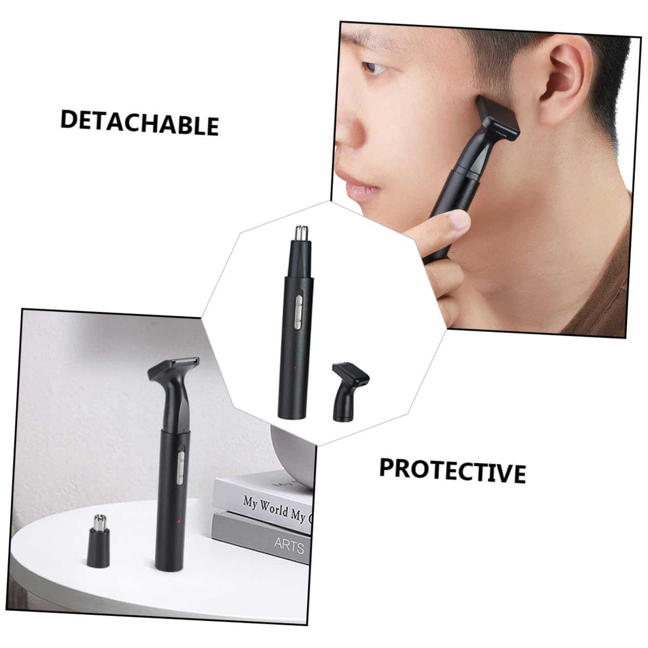 Rechargeable Electric Beard and Nose Hair Trimmer for Men - Painless Grooming Kit with Precision Blades - Perfect for Travel, Home & Office Use