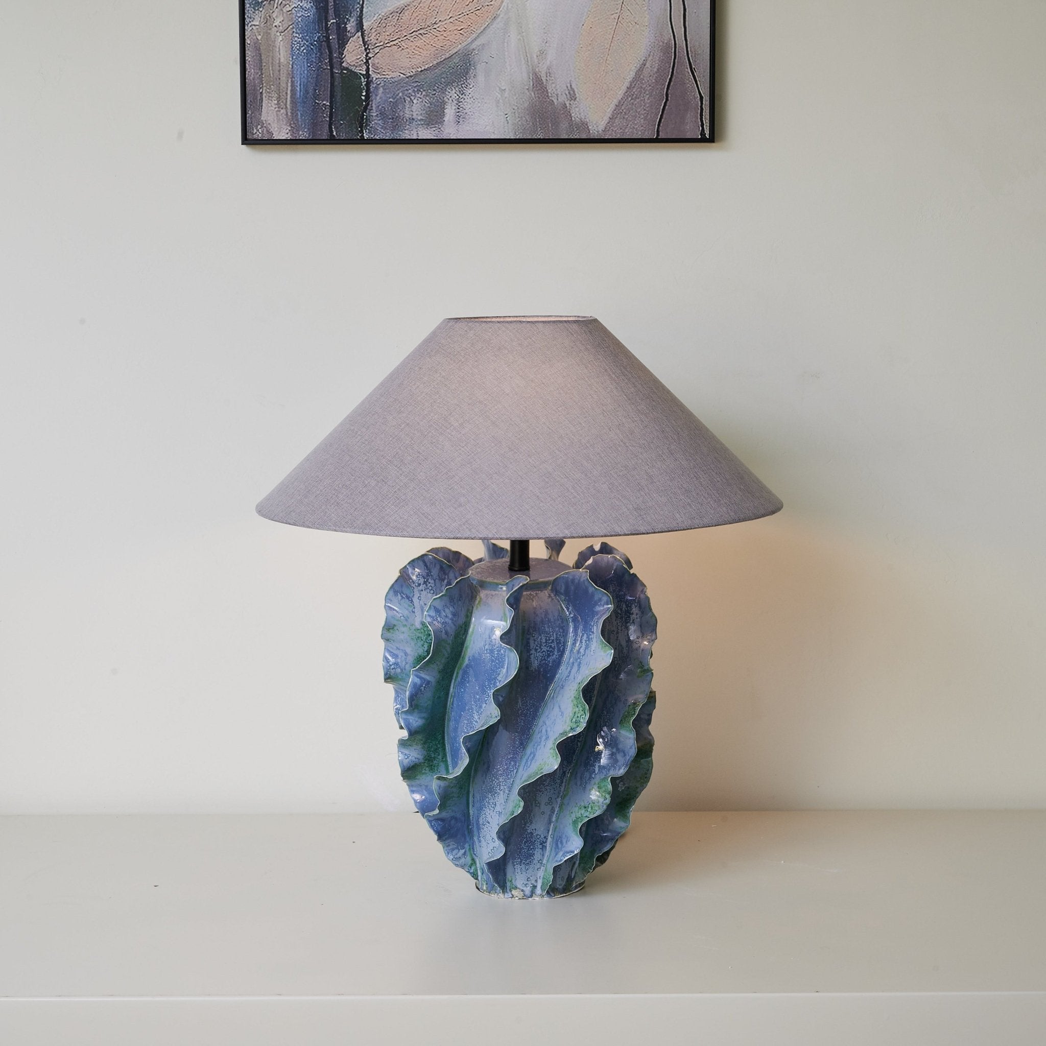 Azure Wave Table Lamp - Modern LED Nightstand Light with Touch Control & USB Charging - Perfect for Bedroom, Living Room, and Office Decor