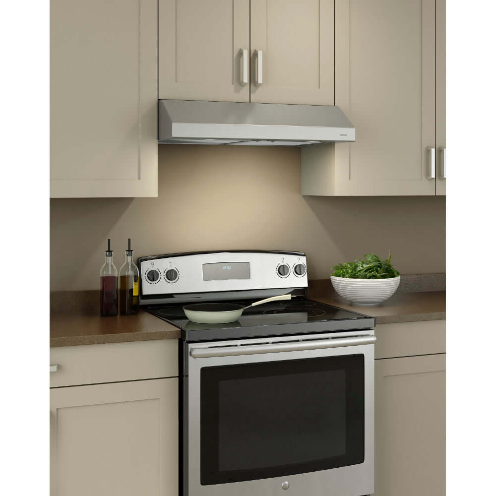 Broan 30-Inch Glacier BCSD1 Series Under Cabinet Range Hood - Stainless Steel & Color Options (BCSD130) for Kitchen Ventilation & Smoke Removal