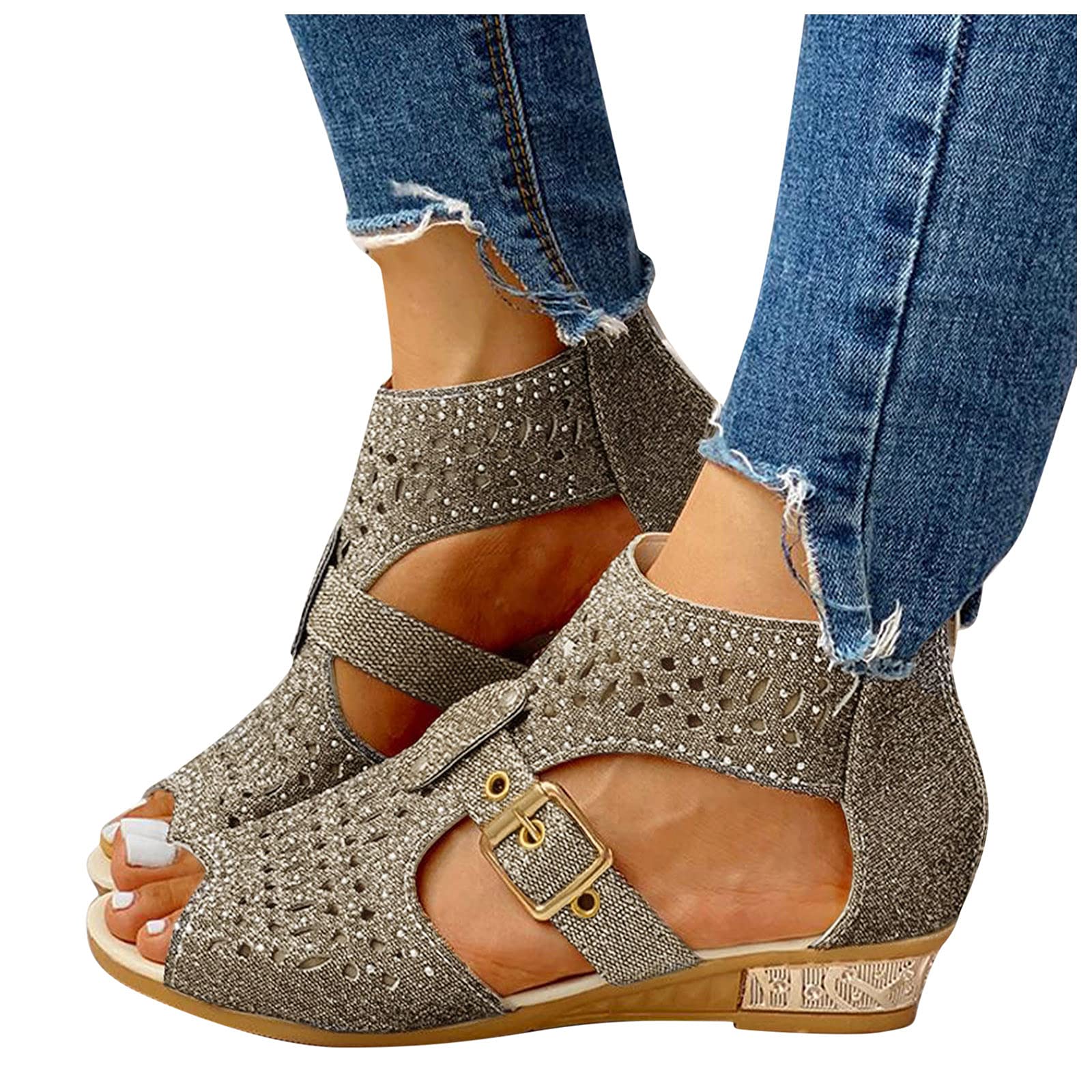 LUOPUNAQ Women's Open Toe Sandals - Low Heel Slip-On Sneakers for Casual, Work & Travel | Comfortable Walking Flats for Everyday Wear