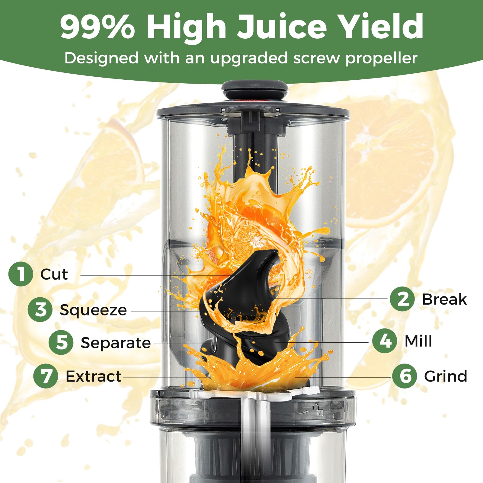 Cold Press Juicer Machine - 200W Slow Masticating Juicer with 5.3