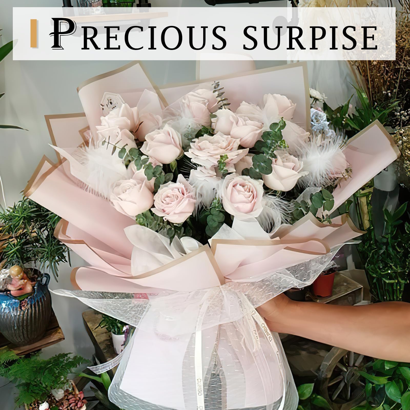 20 Sheets Waterproof Floral Wrapping Paper - Black Korean Style Bouquet Packaging for DIY Crafts, Wedding, Birthday Gifts | Perfect for Florist Supplies, Gift Wrapping & Party Decorations