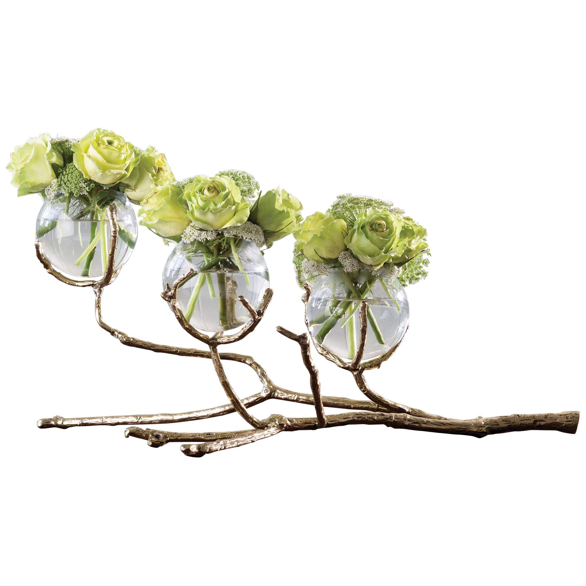 Global Views Twig 3 Vase Holder - Elegant Brass Home Decor for Living Room, Dining Table & Shelf Styling
