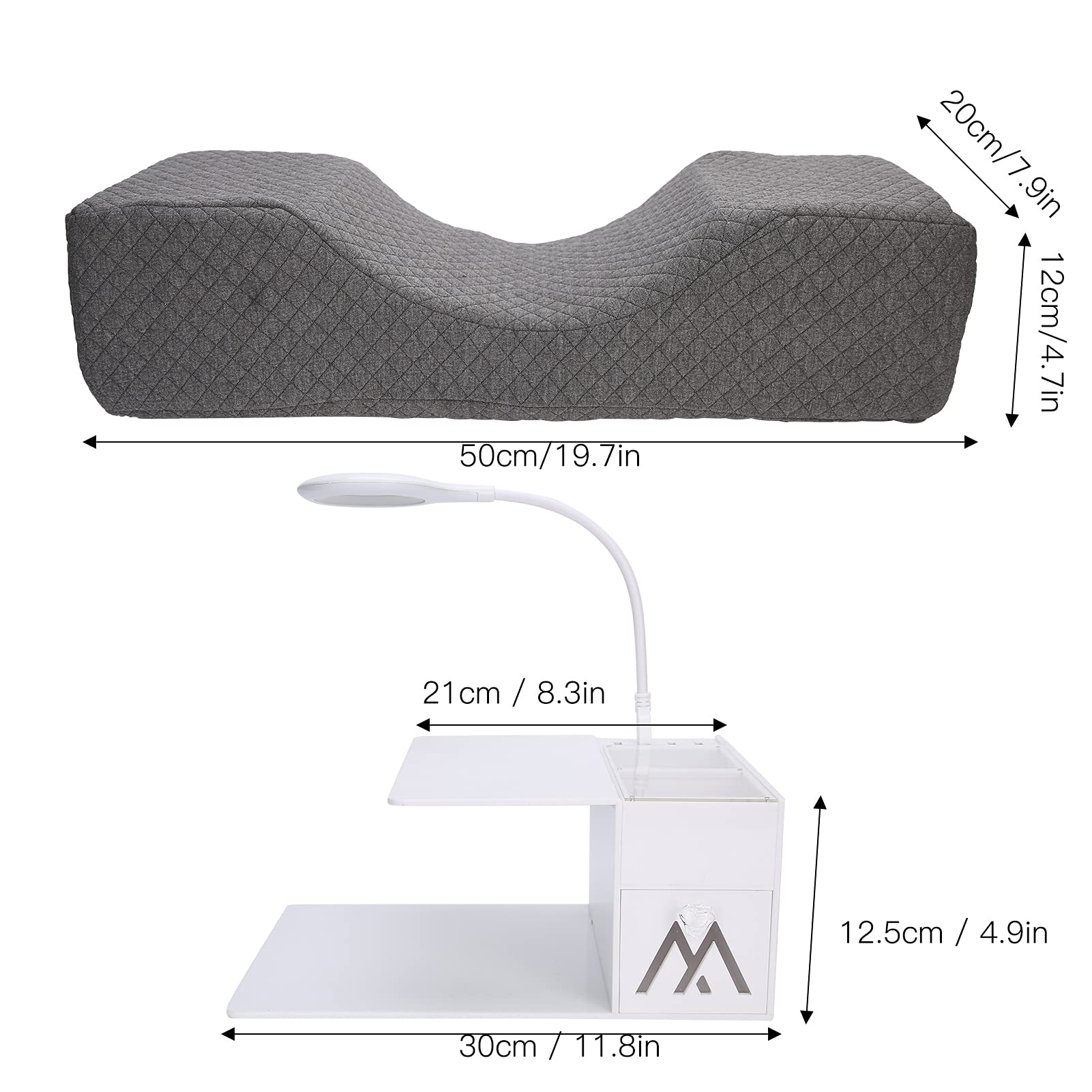 Professional Eyelash Extension Neck Pillow with Acrylic Shelf Organizer & USB Desk Lamp - Ergonomic Beauty Tool for Lash Artists, Salon Display & Makeup Organization - Perfect for Home & Professional Lash Studios