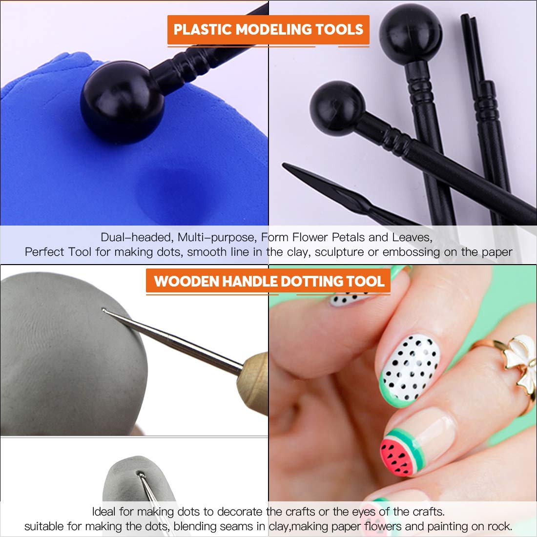 Rustark 30-Piece Polymer Clay Tool Kit with Dotting Pens, Ball Stylus, Carving Tools & Rubber Tips – Professional Ceramic & Pottery Sculpting Supplies for Beginners & Artists | Perfect for DIY Crafts, Jewelry Making & Home Decor Projects