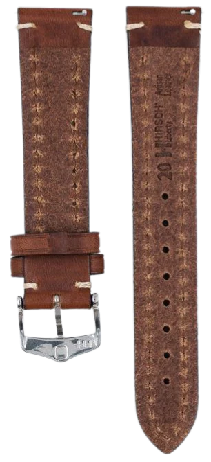 Hirsch Liberty Genuine Leather Watch Band 24mm Brown - Classic & Durable Strap for Men's Watches | Perfect for Business, Casual & Everyday Wear
