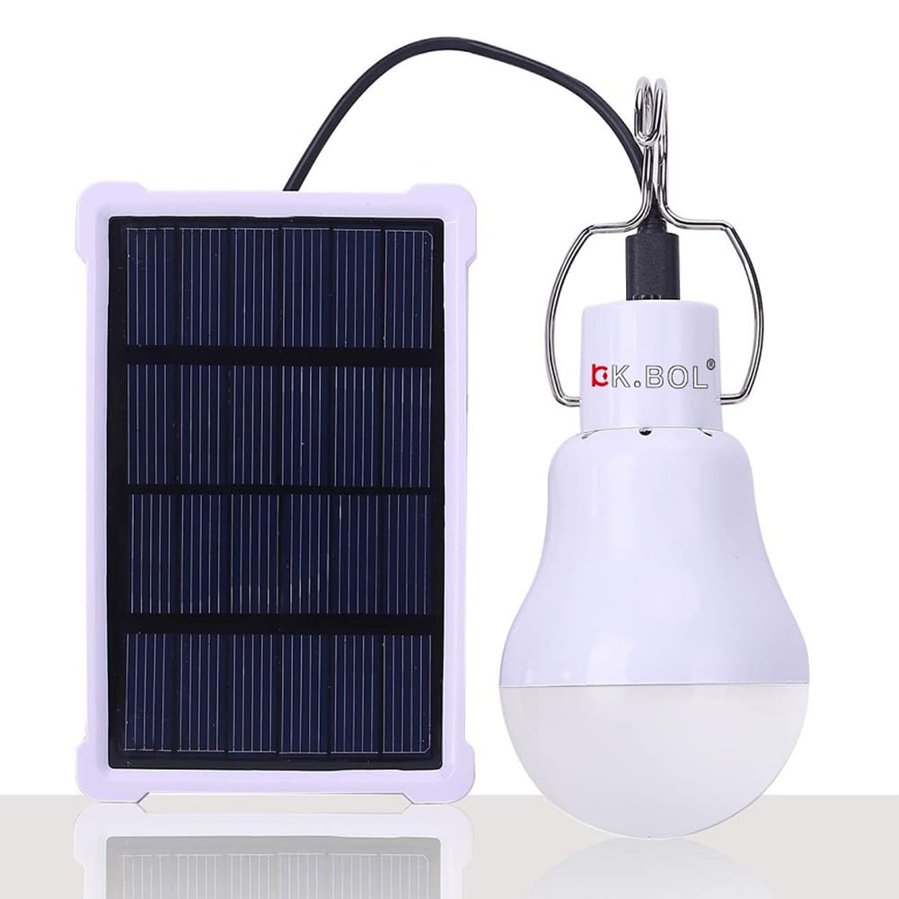 Solar Powered LED Light Bulb - Rechargeable Portable Lamp for Indoor & Outdoor Use, Emergency Lighting, Camping, Fishing, Chicken Coop, Pet House - Waterproof & Durable (S1500) - Perfect for Power Outages, Backyard, Shed, and Garage Lighting