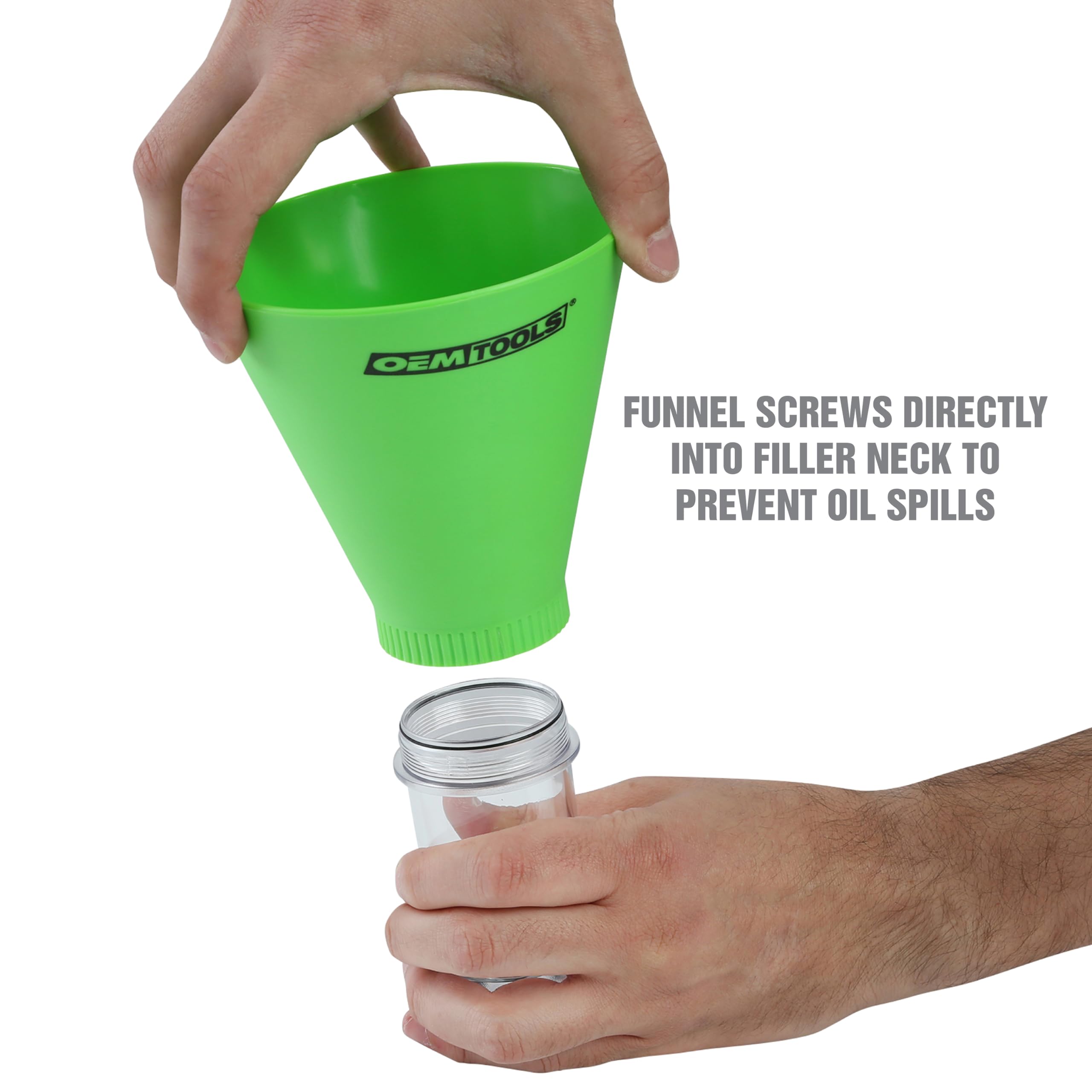 OEMTOOLS 87039 Universal Spill-Free Coolant Funnel Kit - Clear No-Spill Funnel Chamber with 8 Attachments for Car, Truck & Motorcycle Maintenance - Perfect for Oil Changes, Coolant Refills & Fluid Transfers