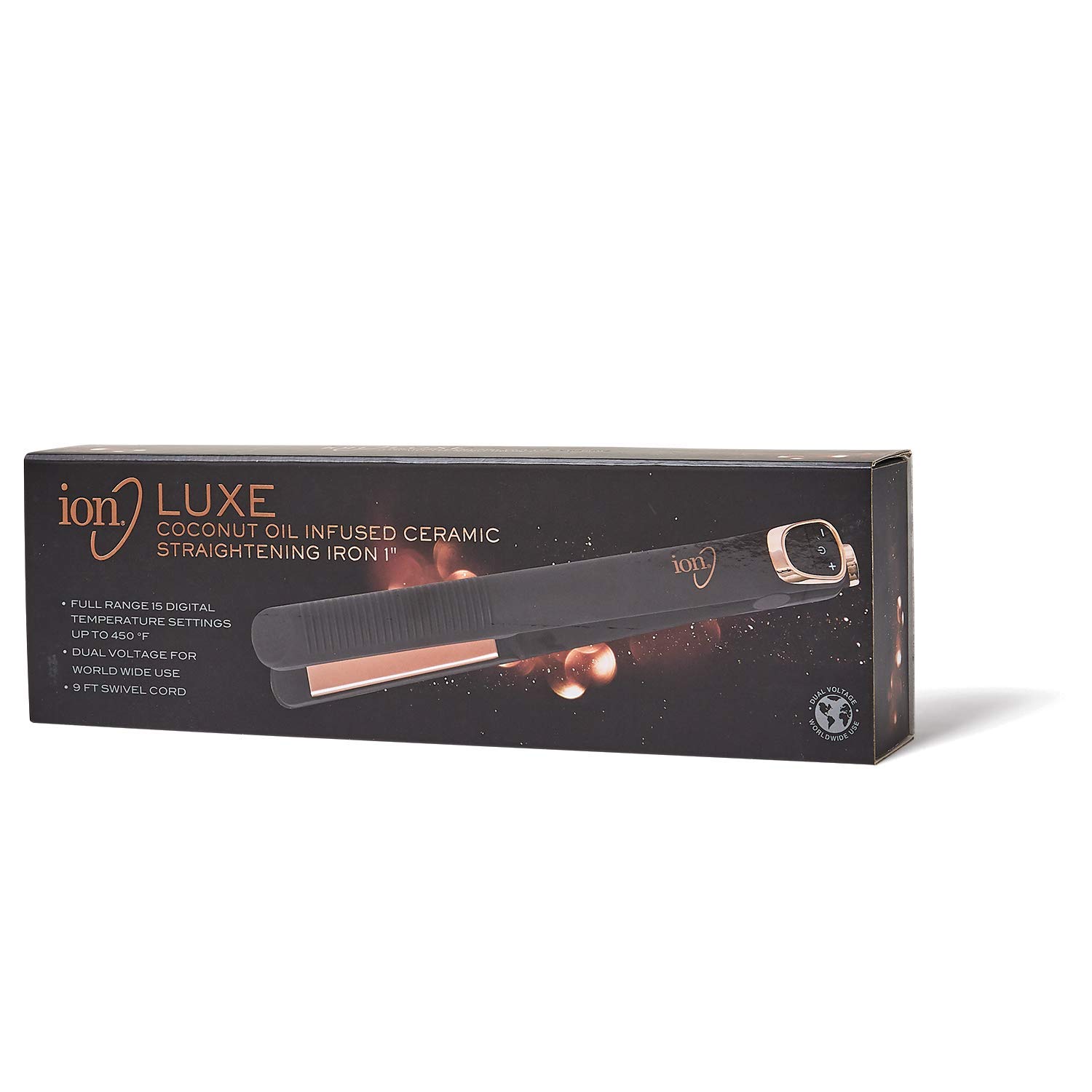 Ion Luxe Coconut Infused Ceramic Flat Iron 1 Inch - Professional Hair Straightener for Smooth & Shiny Hair - Perfect for Home Use, Salon Styling & Travel