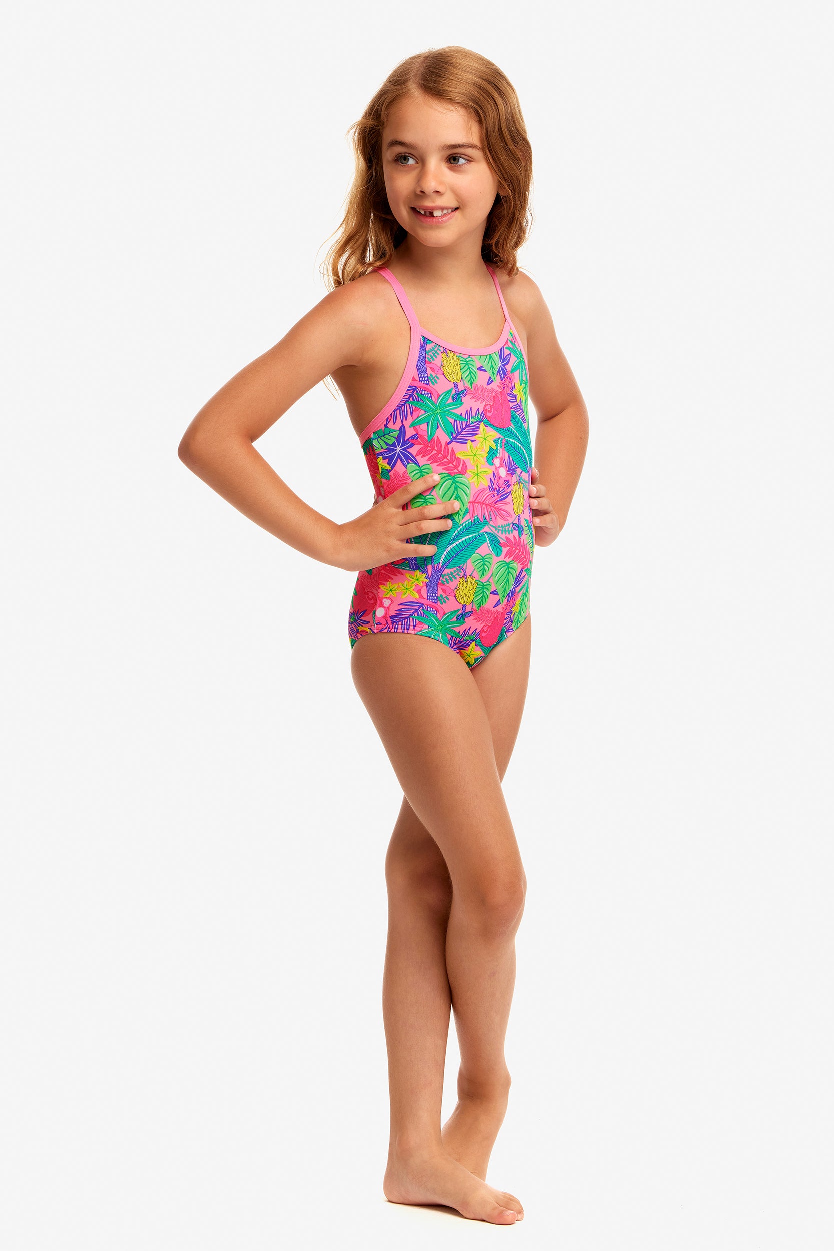 Girl's Printed One Piece Swimsuit | Cute Jungle Animal Print Bathing Suit for Kids - Perfect for Pool Parties, Beach Vacations & Summer Fun