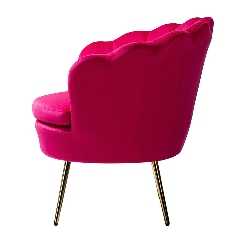 Evelia Velvet Scalloped Barrel Chair - Luxurious Velvet Accent Chair with Curved Back for Living Room, Bedroom & Office - Perfect for Reading Nook, Lounge Area or Home Decor