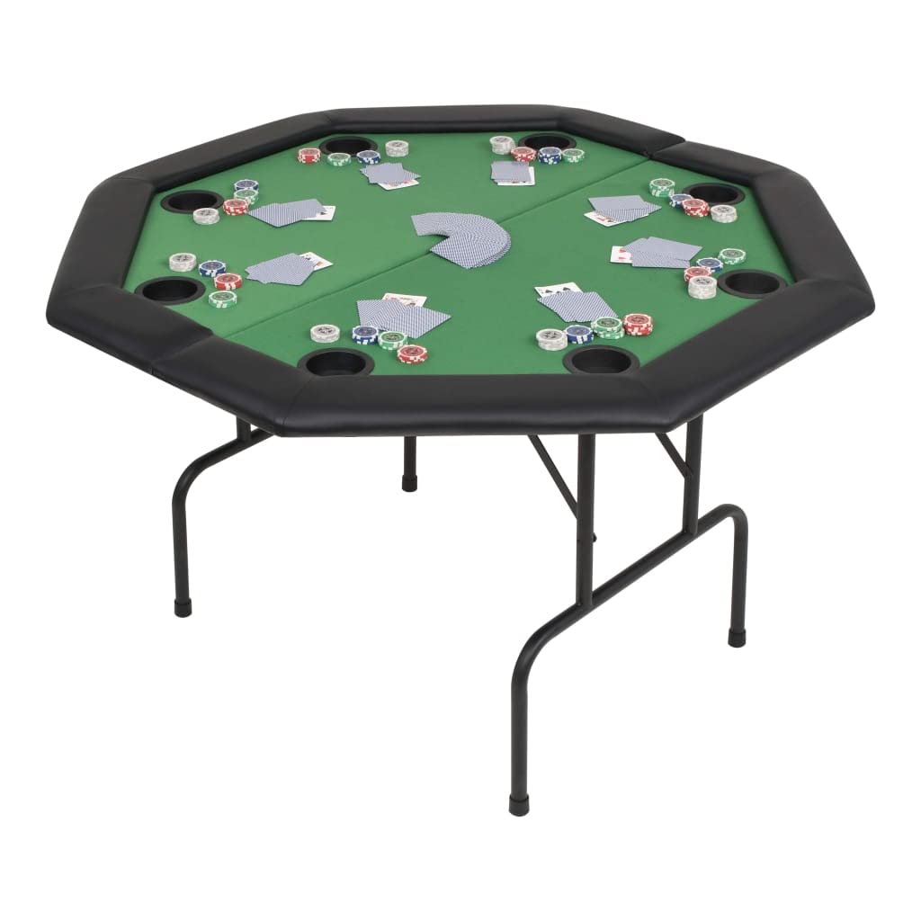 CHARMMA 8-Player Foldable Poker Table - 2-Fold Octagonal Design with Green Felt Surface (19.16KG) - Perfect for Home Game Nights & Casino-Style Poker Parties
