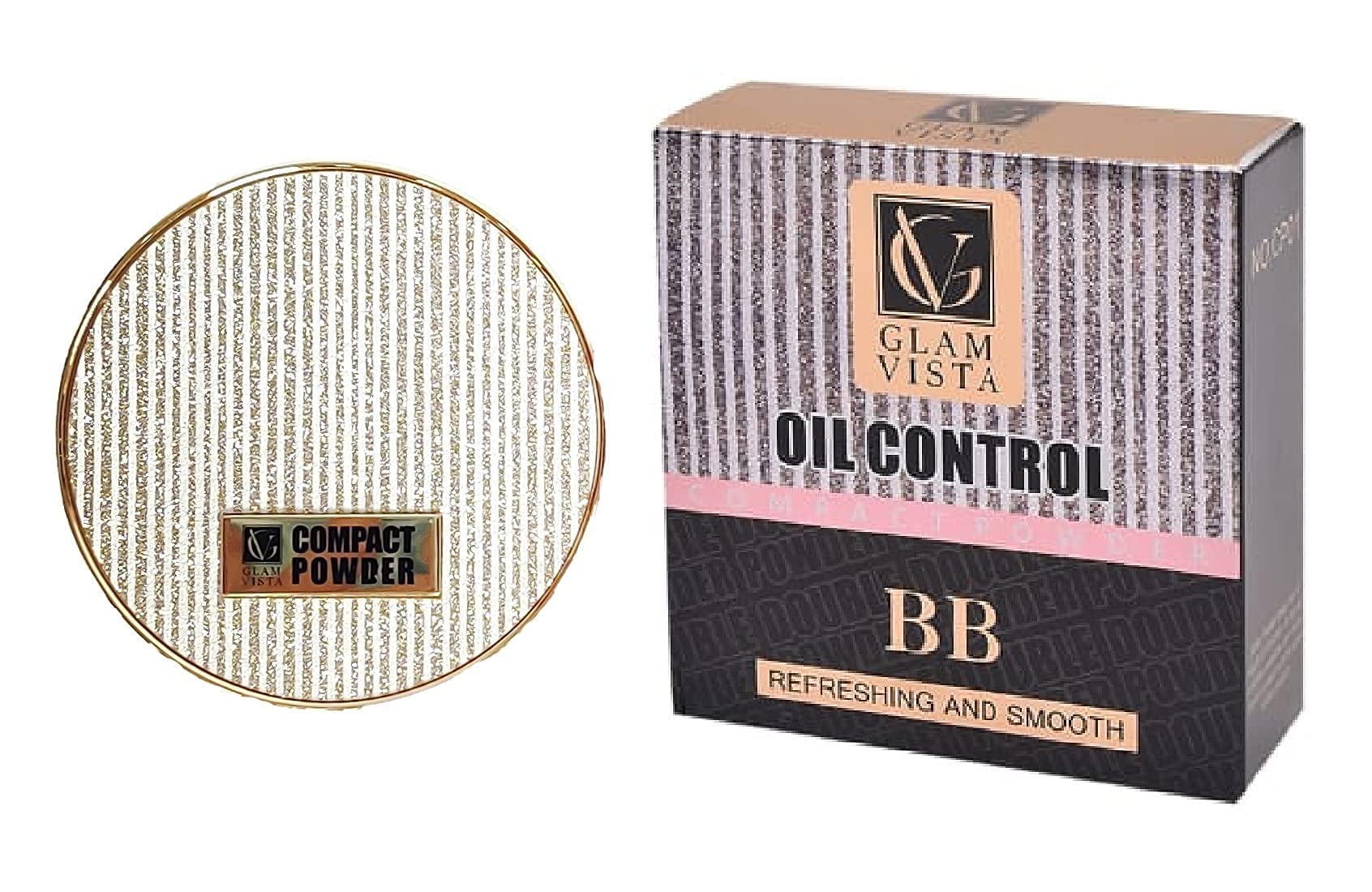 Glam Vista BB Refreshing & Smooth Oil Control Compact Powder (CP-02) - Matte Finish for Oily Skin, Long-Lasting Makeup for Daily Use & Touch-Ups