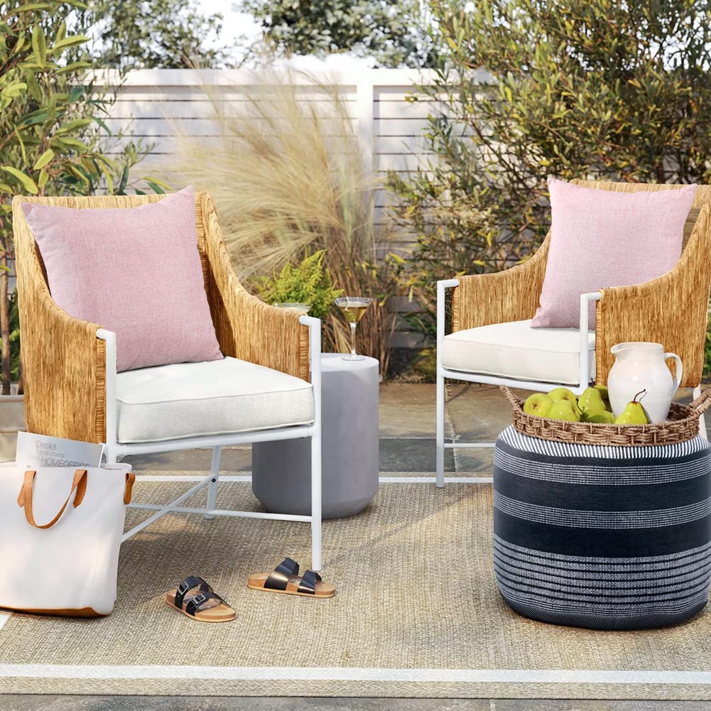 OTOSTAR Waterproof Outdoor Throw Pillow Covers 18x18 Inch - Pack of 4 Decorative Square Cushion Covers for Patio, Garden, Sofa, Balcony & Tent - Weather-Resistant Home Decor (Pink) | Perfect for Outdoor Furniture, Camping & Backyard Relaxation