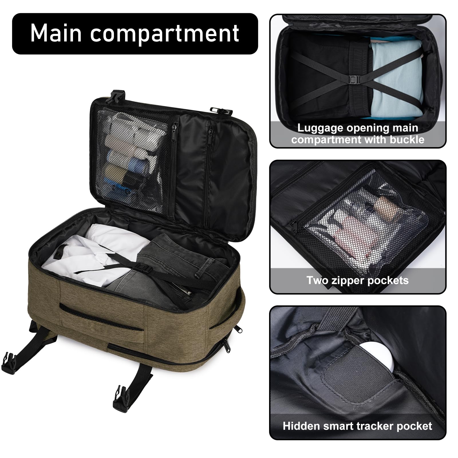 ECOHUB 16 Inch Laptop Backpack for Women & Men - Water Resistant Brown College School Backpack for Travel, Work & Daily Commute