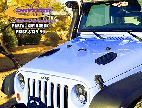 Daystar KJ71048BK Black Hood Vent Kit for Jeep JK (2007-2018) - Pair | Jeep Wrangler Hood Louvers for Improved Engine Cooling & Off-Road Performance