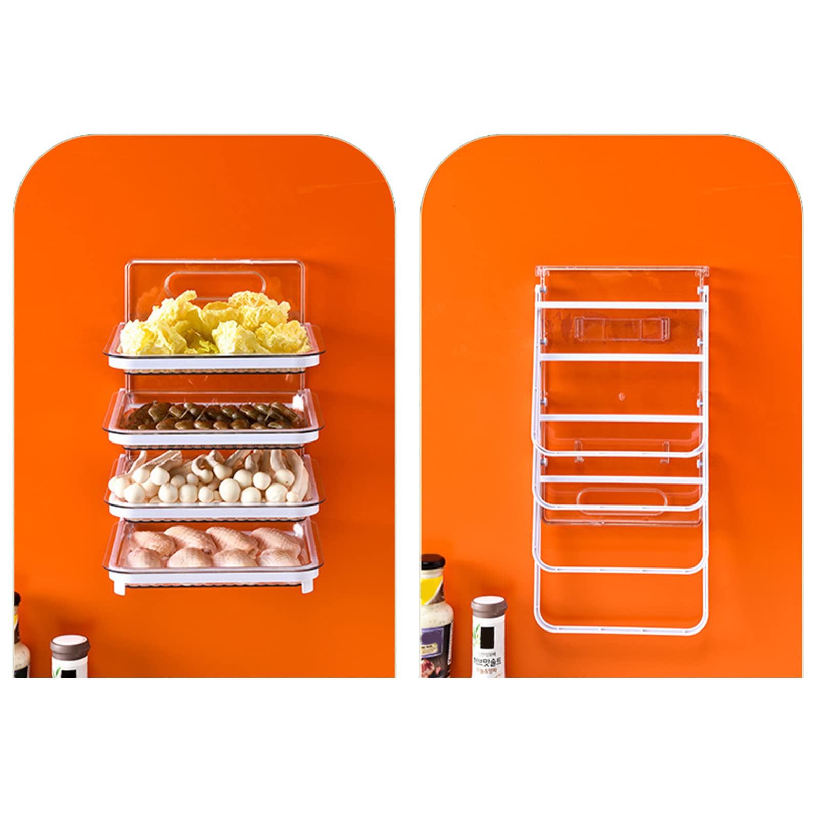 4-Tier Wall Mounted Food Sorting Tray - Vegetable & Fruit Prep Plate, Side Dish Organizer for Kitchen, Restaurant, Hotpot - Stackable Storage Rack (White) - Perfect for Meal Prep, Party Serving & Small Space Organization