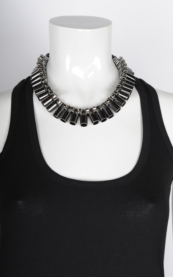 Neo Clawset Tube Necklace - Hematite Gemstone Jewelry for Women | Elegant Gothic Choker for Parties, Weddings & Everyday Wear