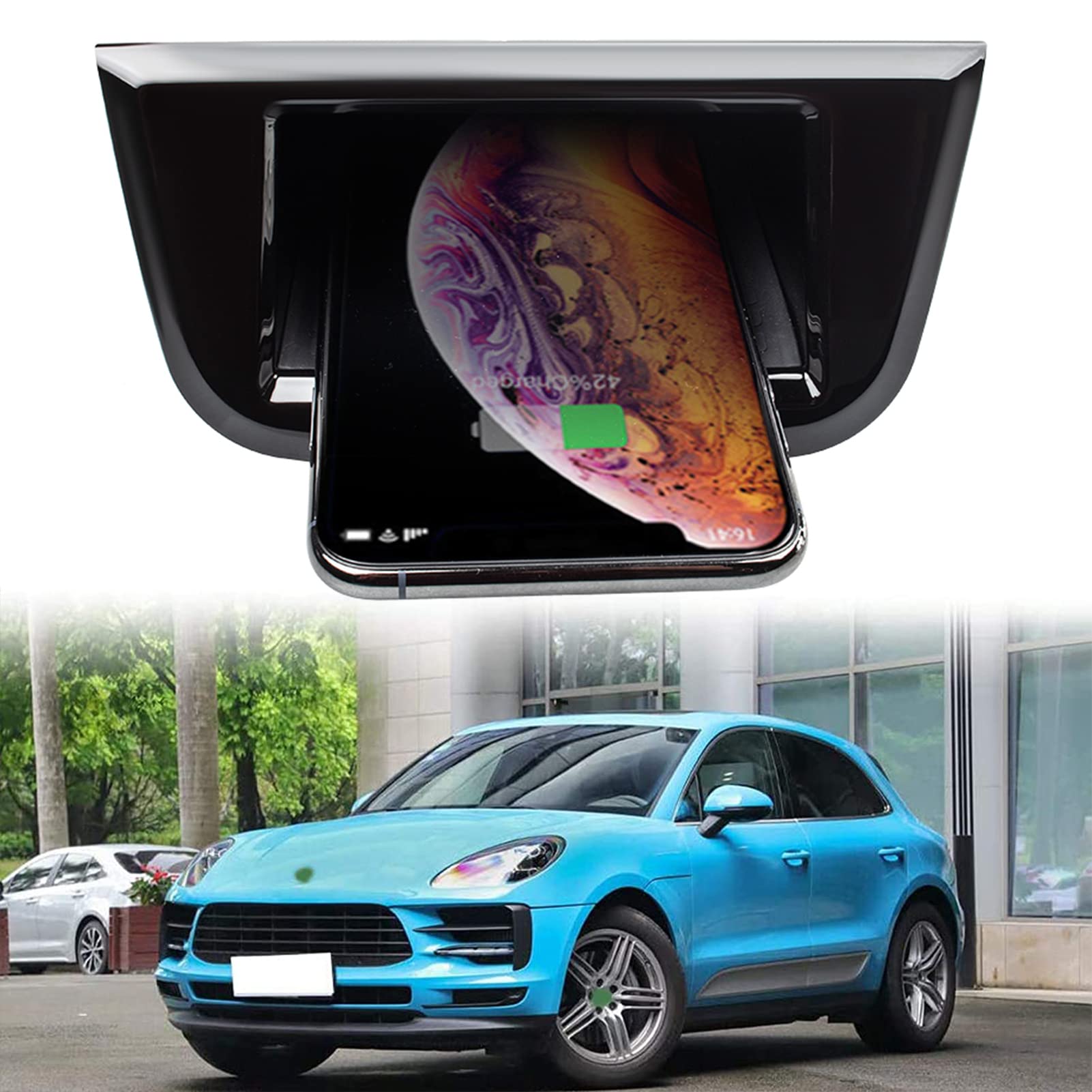 ElecPjf 2023 Upgraded 10W Fast Wireless Car Charger Mount - Compatible with Porsche Cayenne 2015-2022 Models, Qi-Certified for iPhone 14/13/12/11/X & Samsung Galaxy - Perfect for Road Trips & Daily Commutes