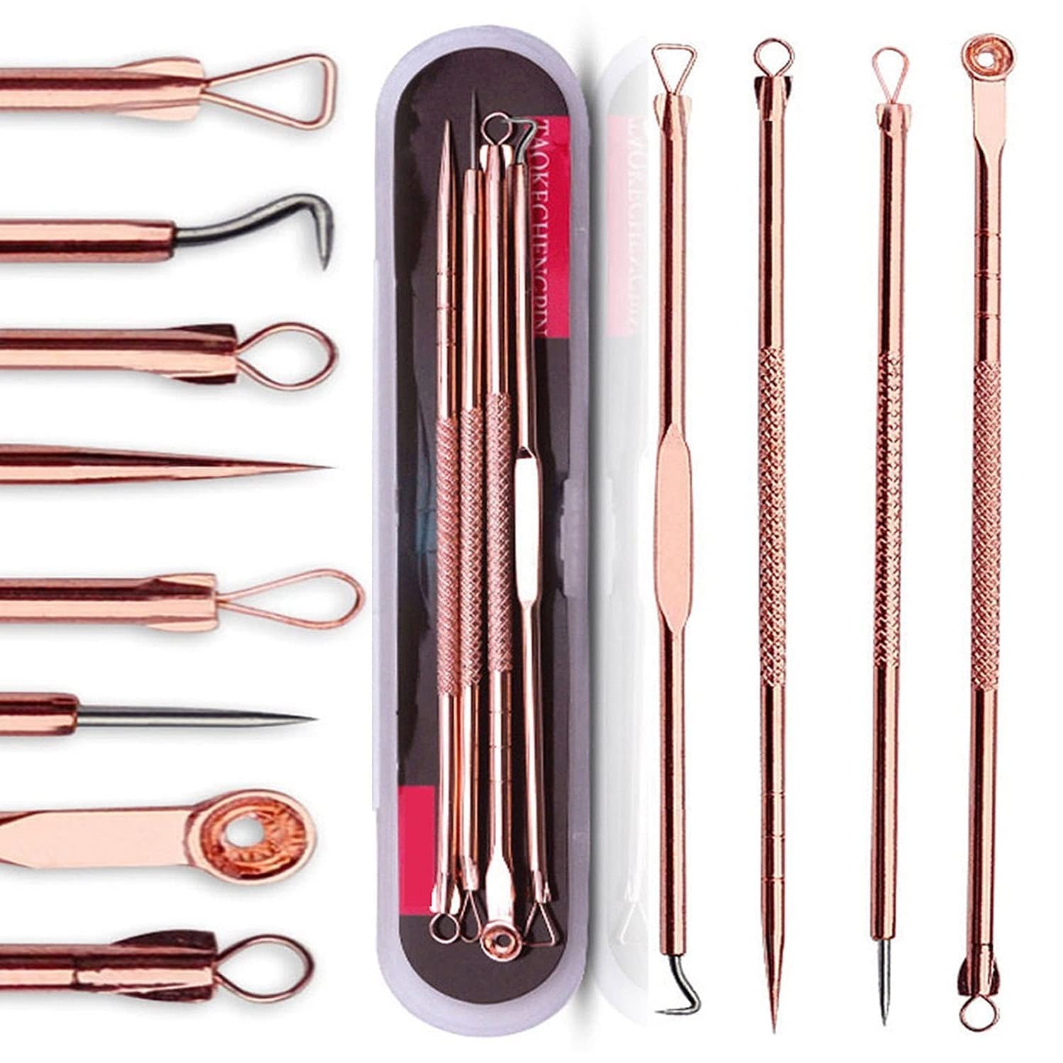 Professional Blackhead Remover Kit - Pimple & Blemish Extractor with Anti-Slip Handle, 4 Stainless Steel Needles & Storage Case for Acne Treatment - Perfect for Home Facial Care & Spa Days