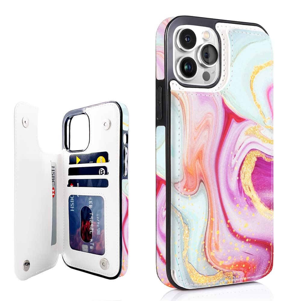 Premium Obbii Marble Leather Flip Wallet Case for iPhone 12 Pro Max 6.7