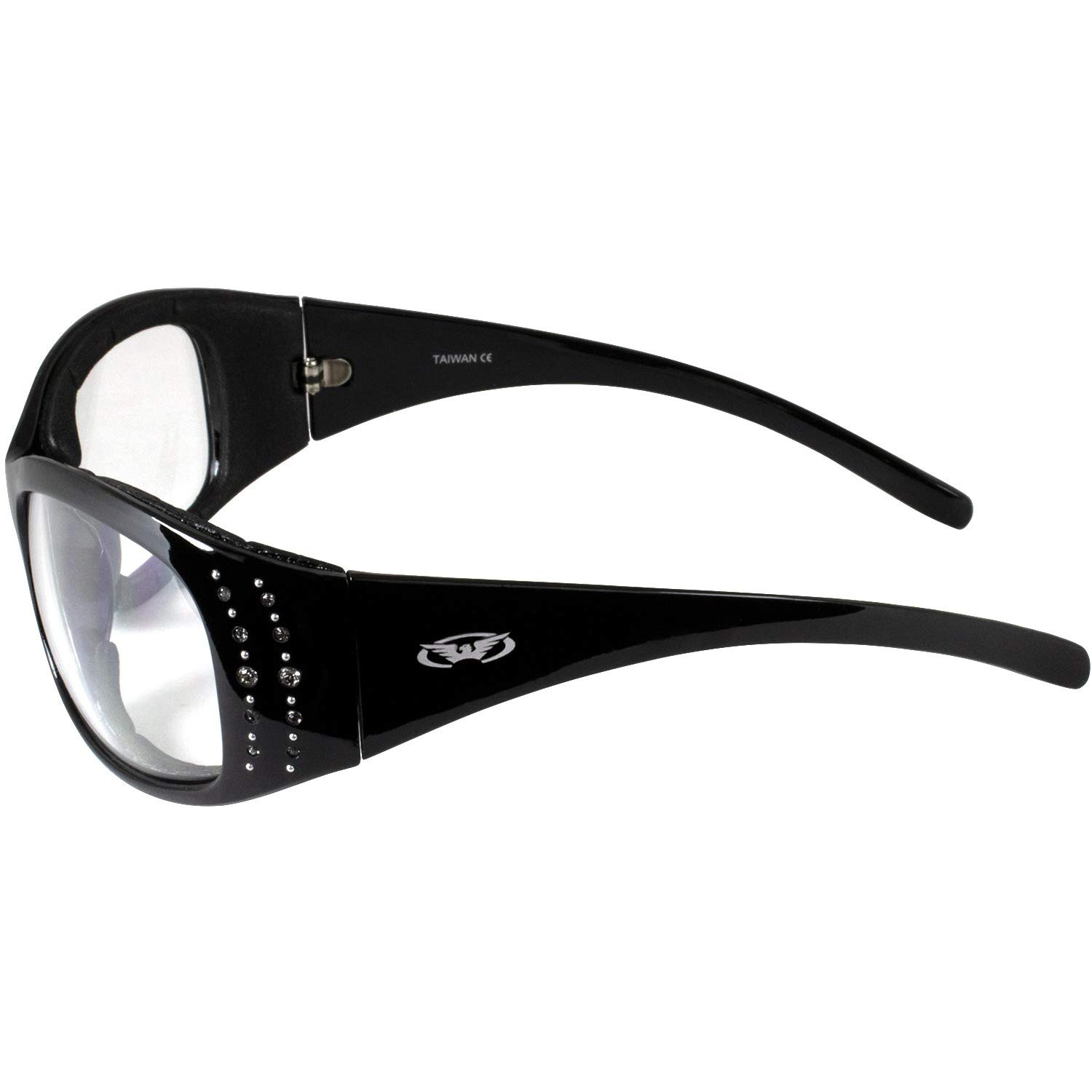 Global Vision Marilyn 2 Plus Padded Motorcycle Glasses for Women - 4 Pairs with Clear, Smoke, Driving Mirror & Blue Mirror Lenses - Perfect for Riding, Driving & Outdoor Sports