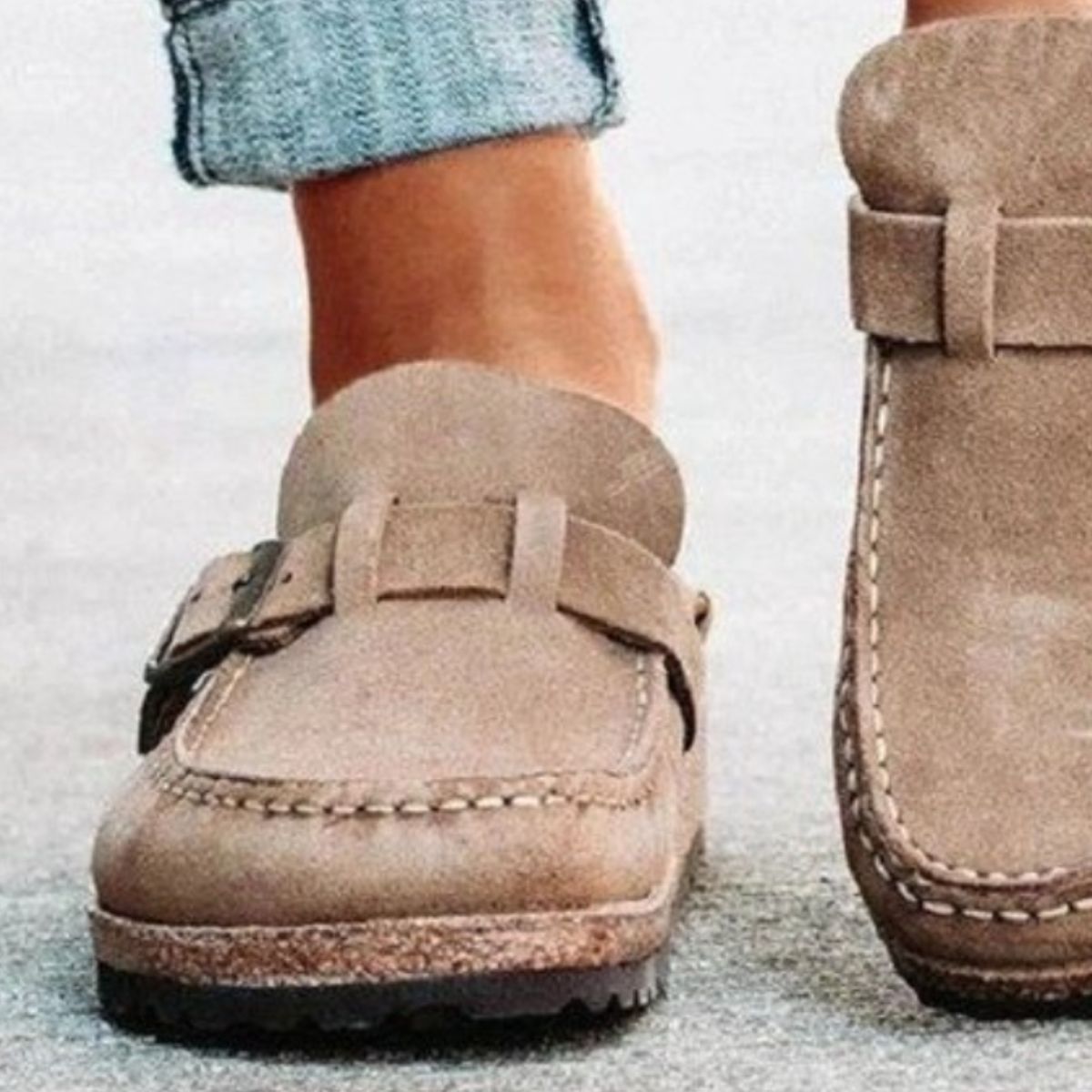 Comfortable Round Toe Low Heel Buckle Loafers for Women - Classic Casual Slip-On Shoes for Office, Travel & Everyday Wear
