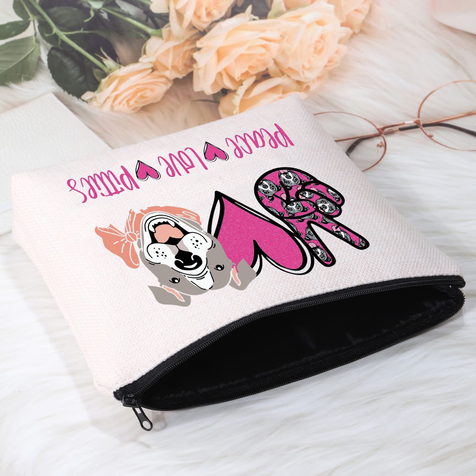POFULL Pitbull Makeup Bag - Dog Lovers Gift for Pittie Moms - Travel & Storage