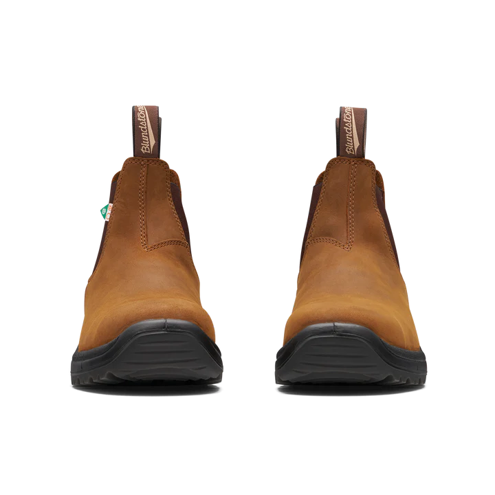Blundstone 164 Work & Safety Boots - Saddle Brown Leather for Men & Women | Slip-Resistant, Steel Toe, Comfortable for Construction, Outdoor & Industrial Work