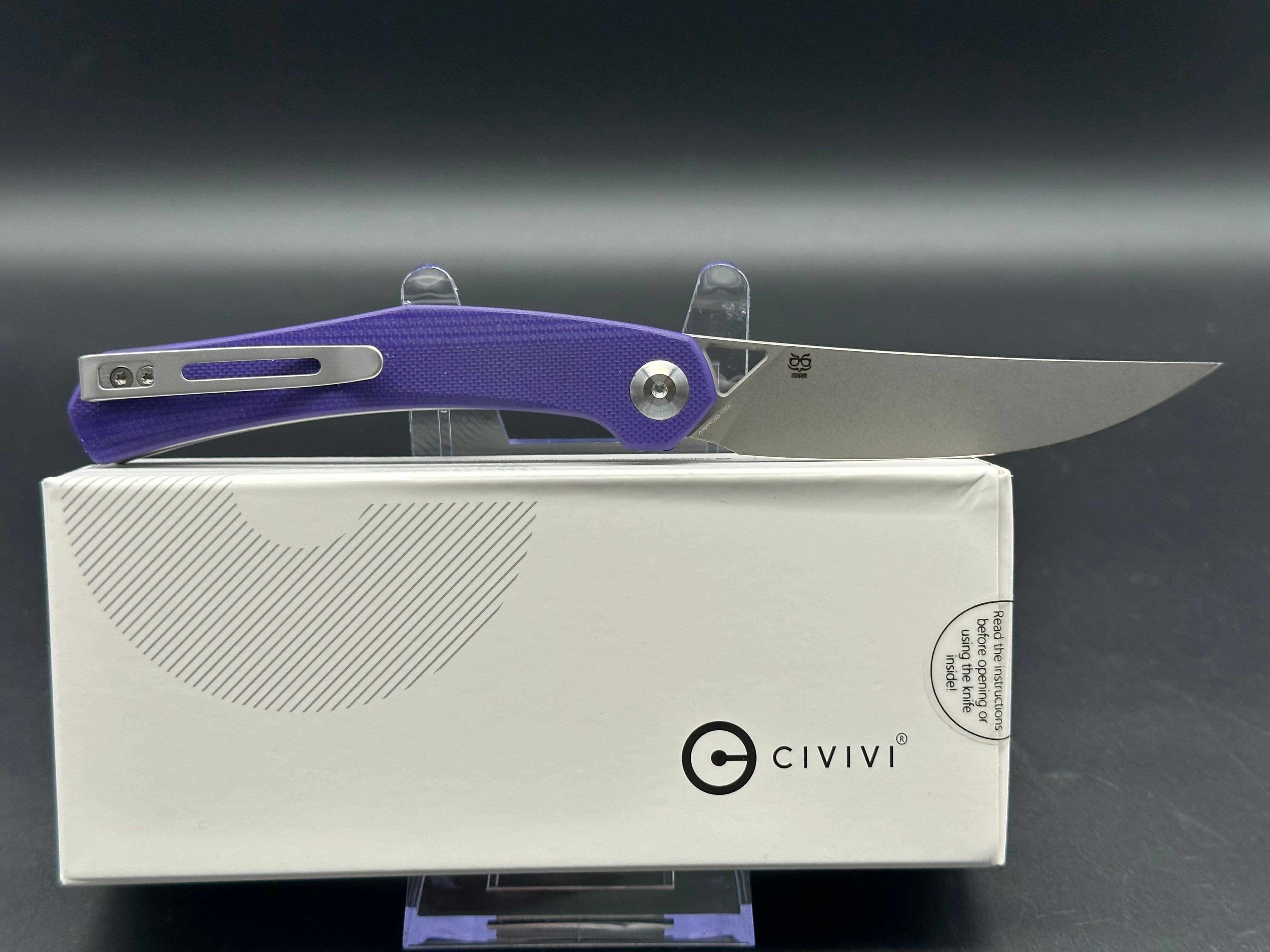 CIVIVI Lazar Liner Lock Folding Pocket Knife - Purple G10 Handle, 3.3