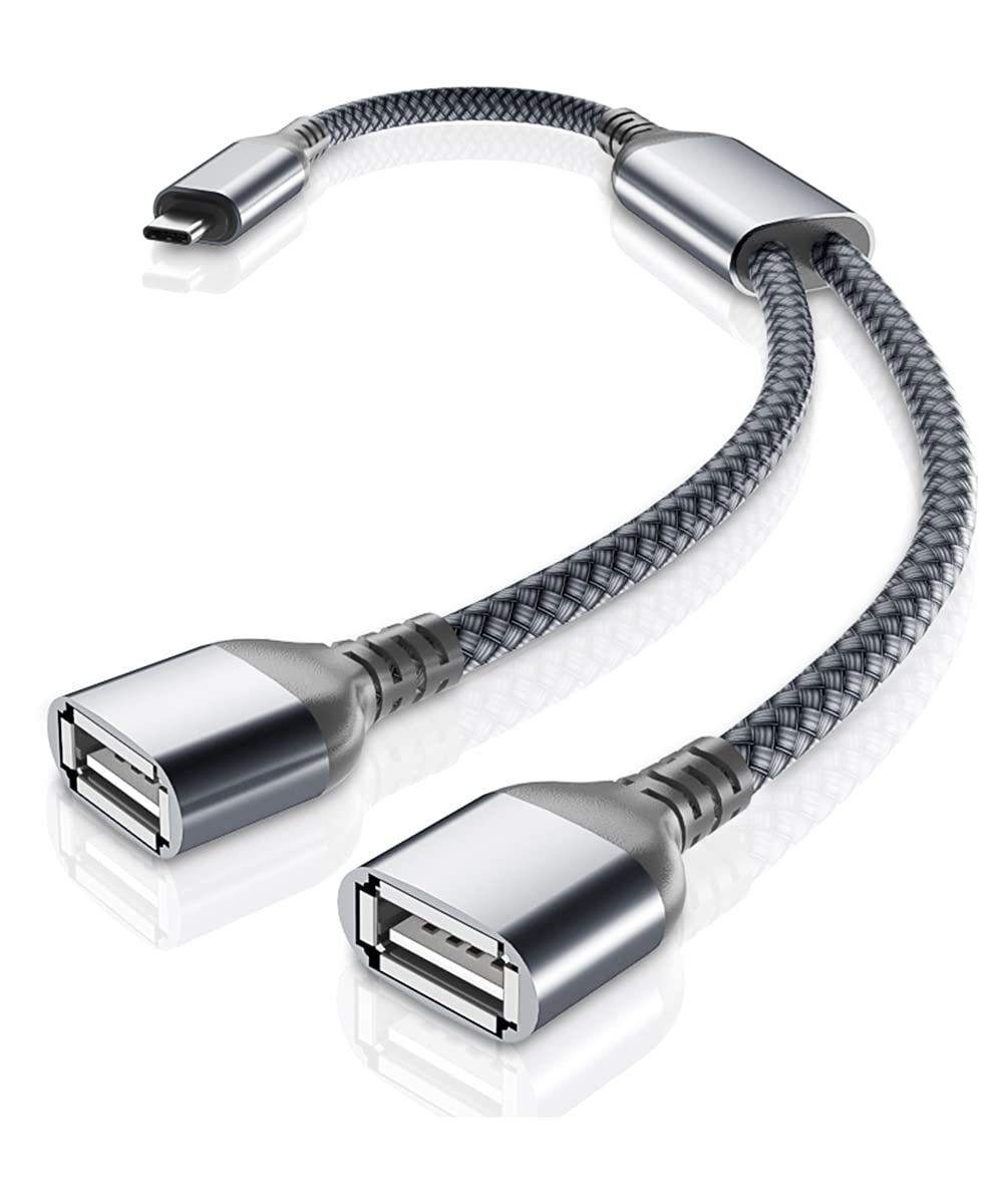 Basesailor USB C to Dual USB A Splitter Cable 1FT - Thunderbolt 3 to USB 2.0 OTG Adapter for iPhone 16/15 Pro Max, MacBook Pro, iPad Air 5/4, Mini 6, Surface, Galaxy S24 - Charge & Sync 2 Devices Simultaneously for Home, Office & Travel