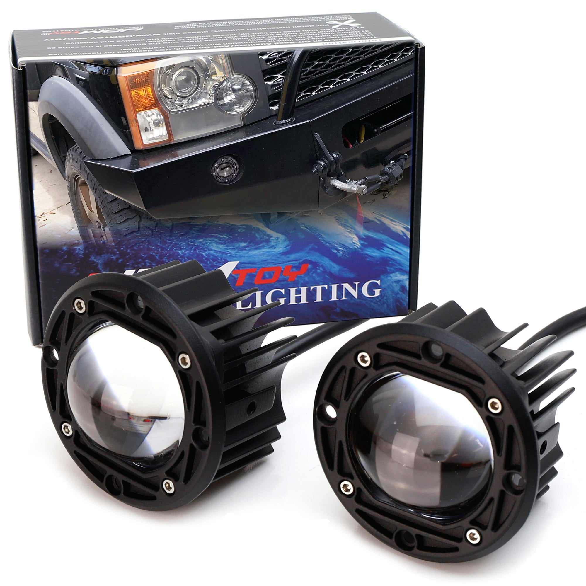 20W White/Yellow 3 Round LED Pod Light Kit - Off Road Flush Mount Projector Lights for Trucks, ATVs, UTVs & Jeeps - Waterproof Fog Lights for Night Driving, Camping & Outdoor Adventures