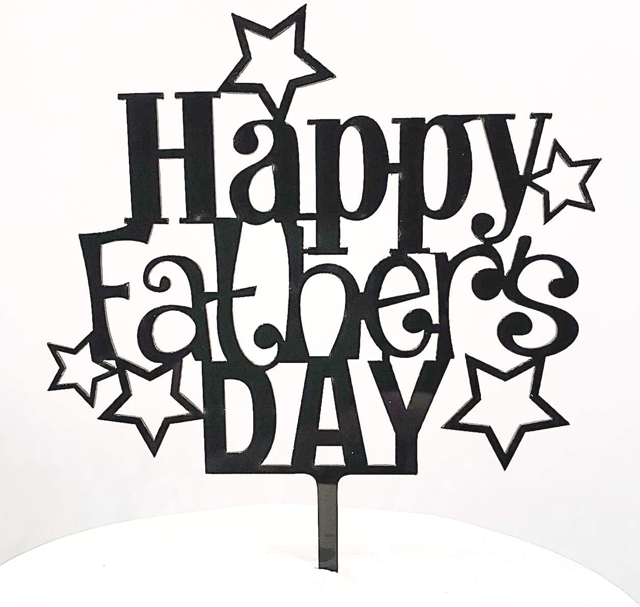 6 Pcs Happy Father's Day Cake Topper Set - Acrylic Mirror Cake Decorations for Birthday Party, Anniversary & Father's Day Celebration - Perfect for Dad's Special Day (Father-Star Design)