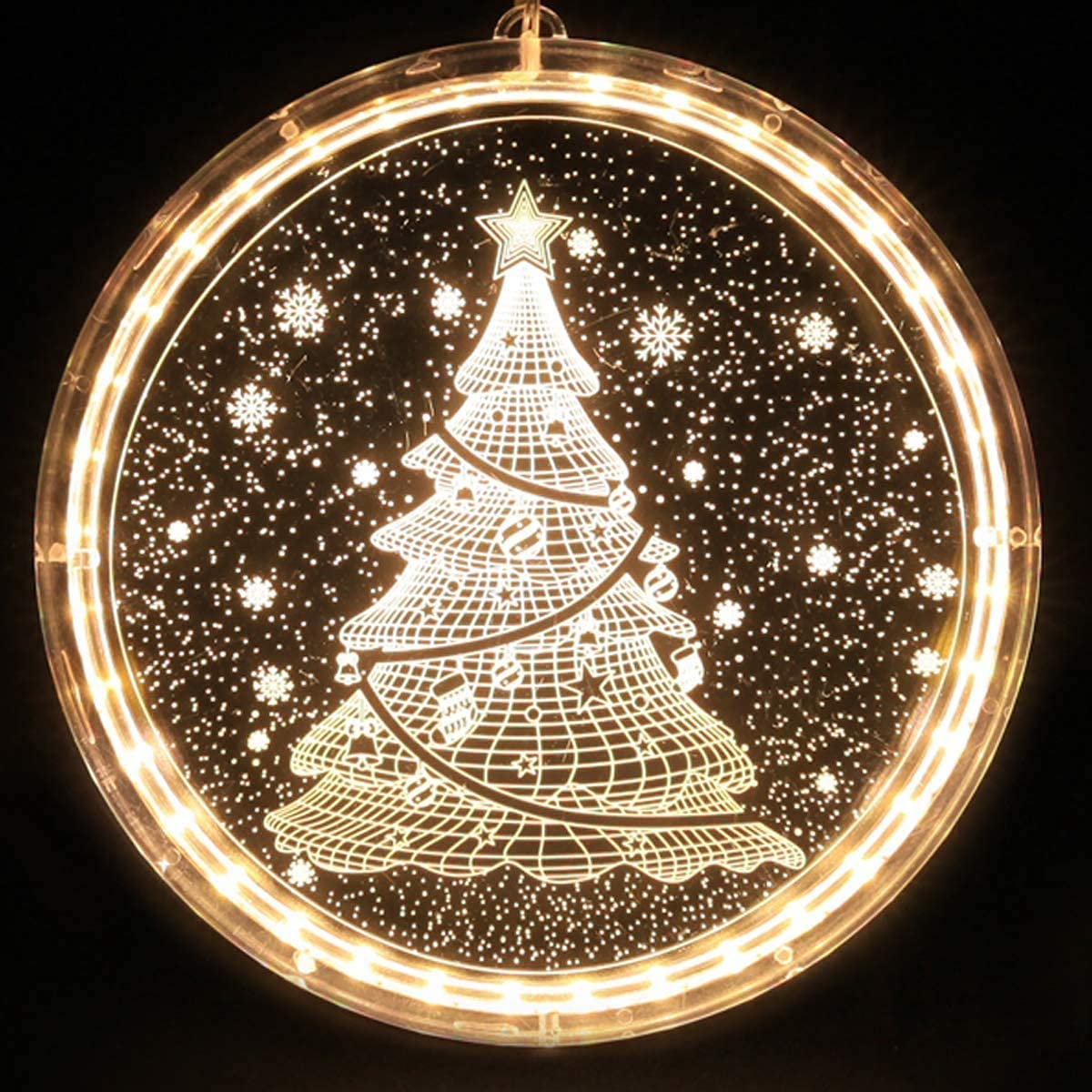 LETILY 3D Acrylic Christmas Fairy Lights - Battery Operated Indoor/Outdoor String Lights for Wall, Window, Pathway, Patio & Bedroom Decor - Warm White (Christmas Tree Design) - Perfect for Holiday Decorations, Party Lighting & Cozy Home Ambiance