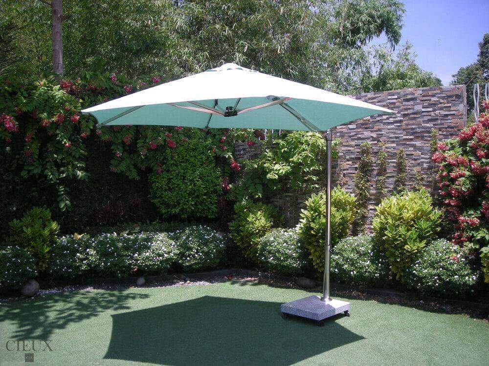 Provence Patio Cantilever Umbrella with Marble Base & Wheels - Outdoor Shade Solution for Poolside, Garden, and Backyard Relaxation