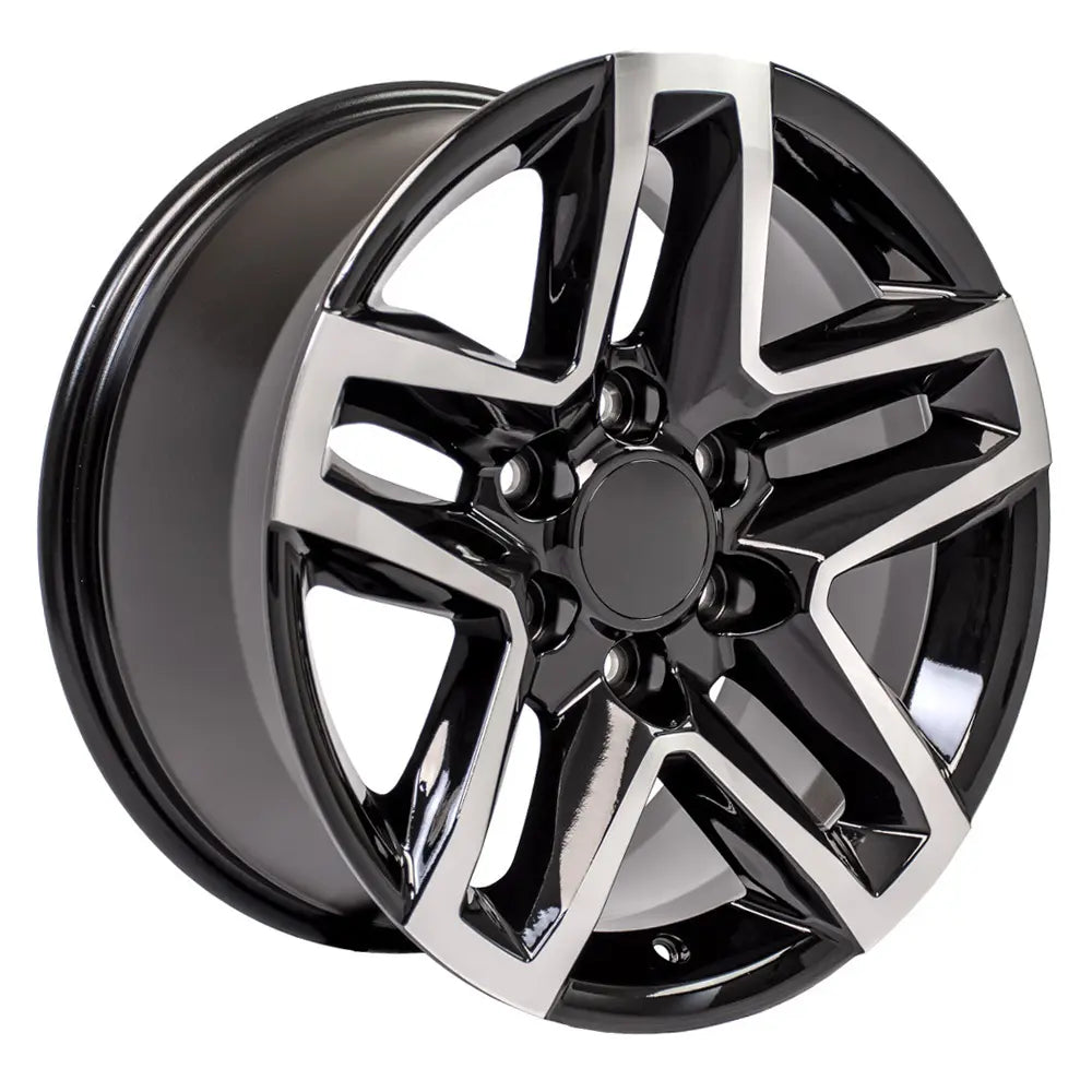 18 Inch CNC Black Wheel Replacement for Chevy Silverado Trail Boss 18x8.5 - CV34B Replica Rim - Durable Alloy Wheels for Off-Road & Street Driving