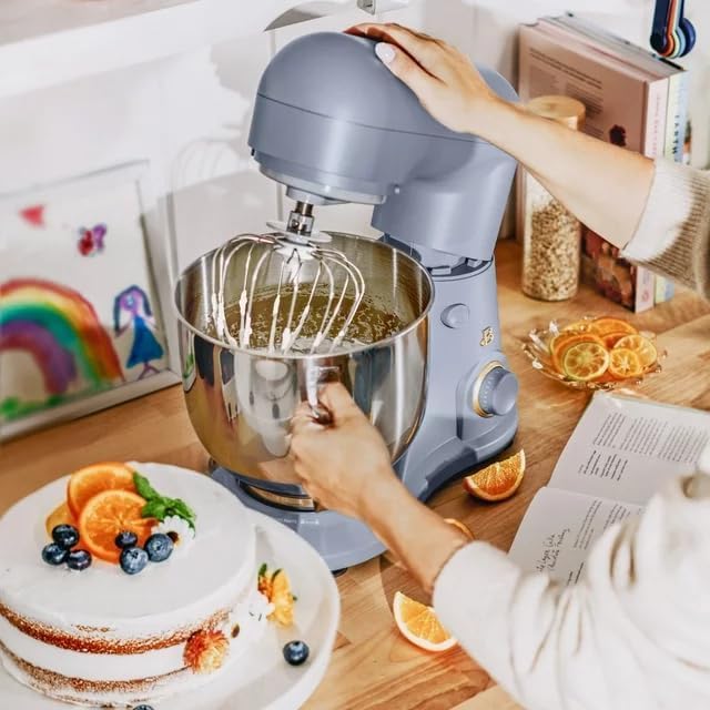 Drew Barrymore 5.3 Qt Stand Mixer - Lightweight Tilt-Head Electric Mixer with 300W Motor & 12 Speed Settings - Perfect for Baking Cakes, Cookies & Bread Dough (Cornflower Blue)