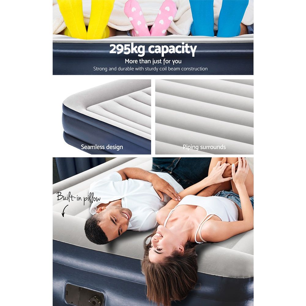 Bestway Queen Air Mattress with Built-in Pump - Inflatable Bed for Camping, Guest Sleepovers & Home Use - Comfortable & Portable Blow Up Bed