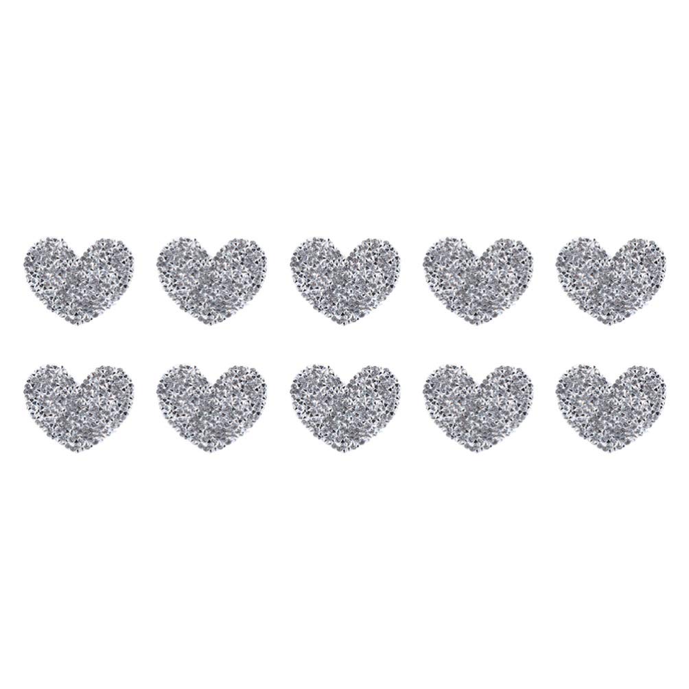 EXCEART 10pcs Heart-Shaped Rhinestone Patches - Hot Fix Diamond Adhesive Sew-on Badges for DIY Clothing, Jackets, Resin Crafts - Perfect for Embellishing Denim, Bags, and Accessories