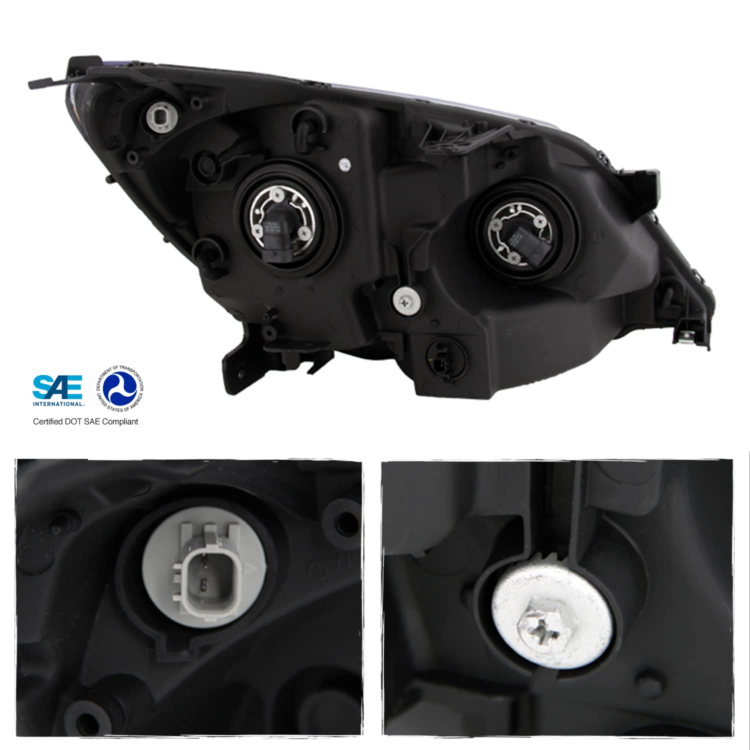 AKKON JDM Black OE Replacement Headlights for Honda Odyssey - Driver & Passenger Side Headlamp Pair | Perfect for Night Driving & Car Upgrades