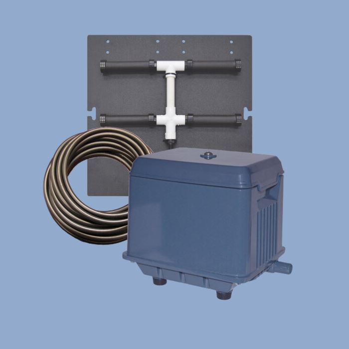 Shallow Water Aeration Kits with Linear Compressor & Diffuser - Pond & Lake Oxygenation System for Healthy Fish & Aquatic Plants