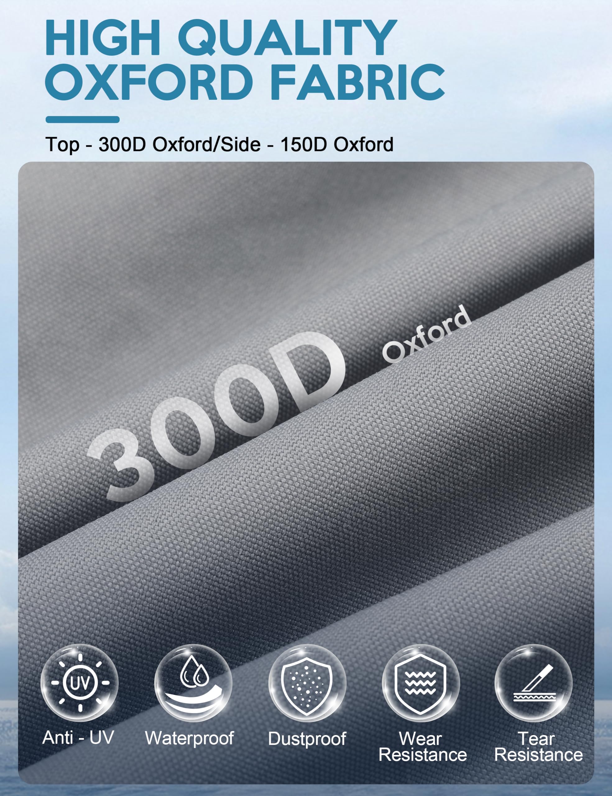 30-33ft RV Travel Trailer Cover - 300D Oxford Waterproof Camper Cover with Jack Cover, Windproof Straps & Storage Bag | All-Weather Protection for Winter Snow, Rain & UV Rays | Perfect for Outdoor RV Storage & Long-Term Parking