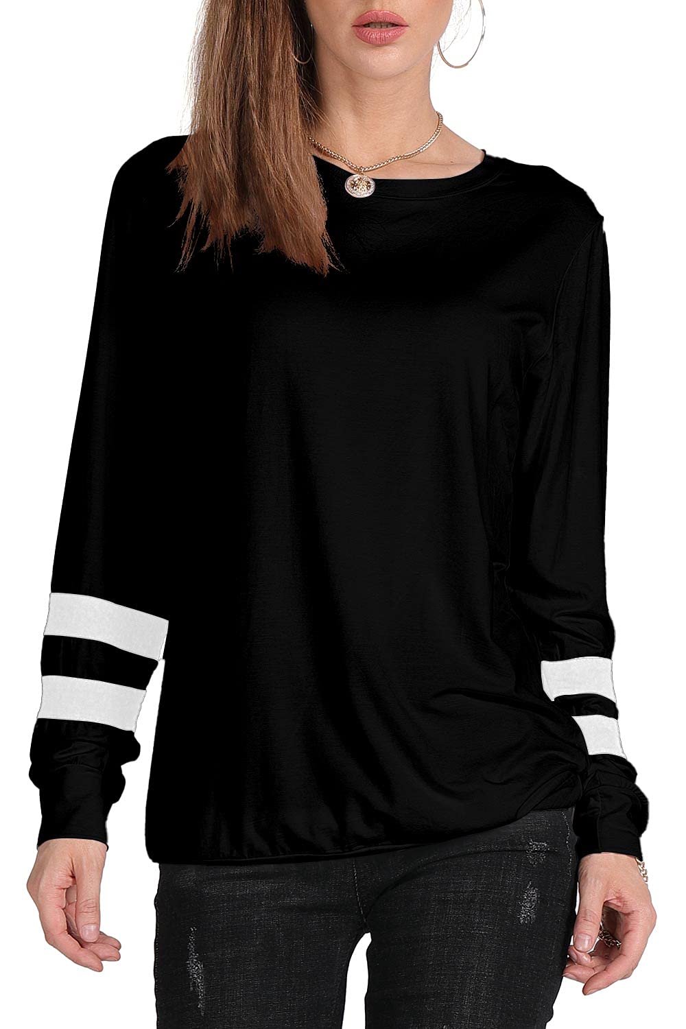 Women's Plus Size Crewneck Sweatshirt - Long Sleeve Casual Tunic Top for Fall & Winter | Cozy Lounge Wear, Street Style Fashion, Layering Essential