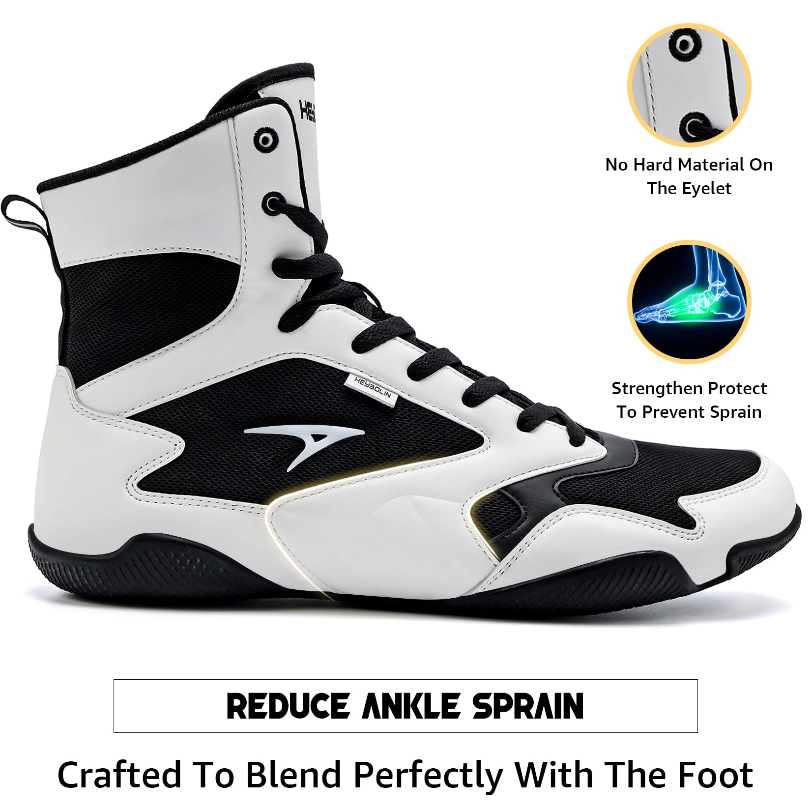 ASHION Men's Wrestling Shoes - High Top Boxing & Fitness Sneakers with Zero Drop Sole for MMA, Training & Gym Workouts