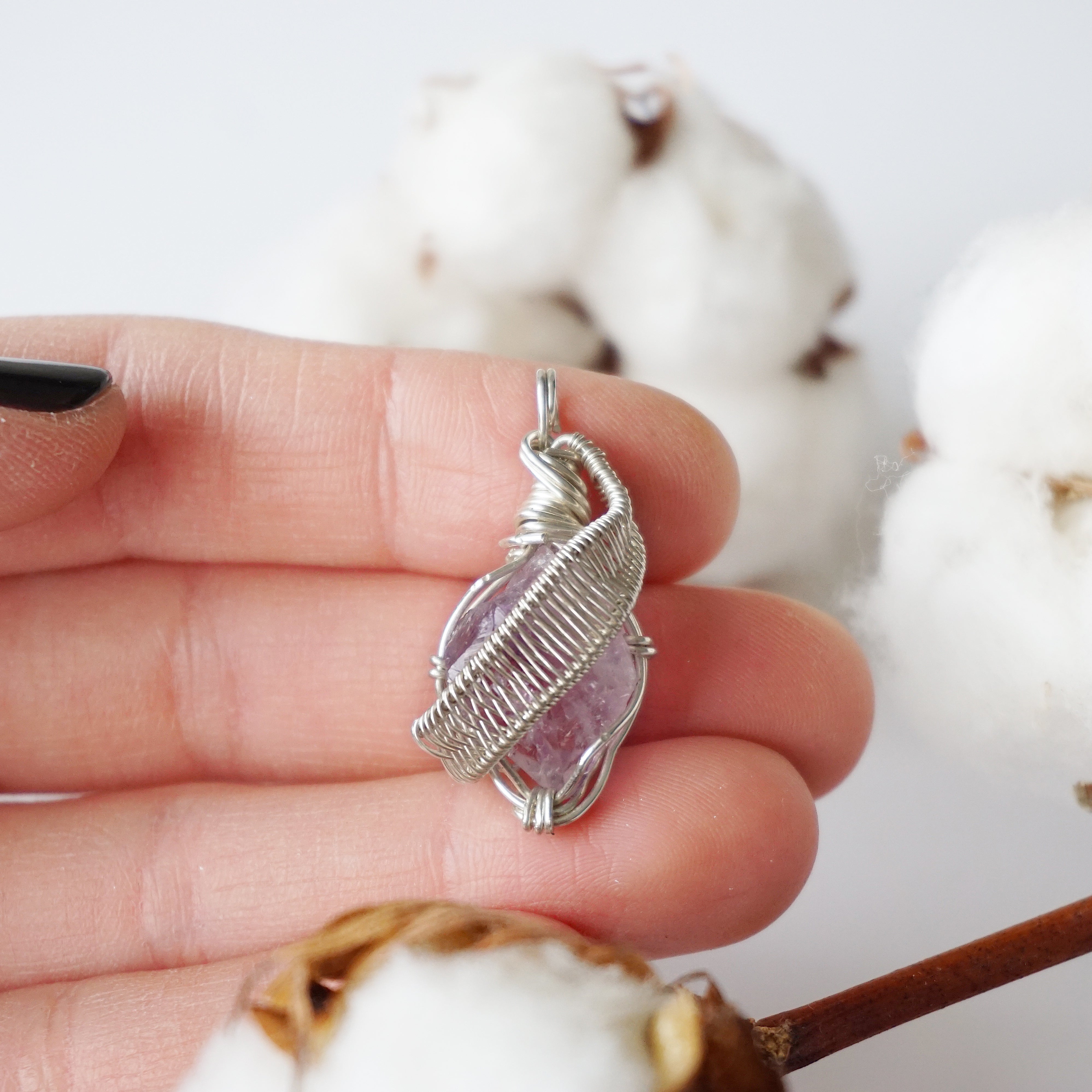 Natural Raw Amethyst Pendant Necklace in Sterling Silver 925 - Healing Crystal Jewelry for Women, Spiritual Gift & Everyday Wear