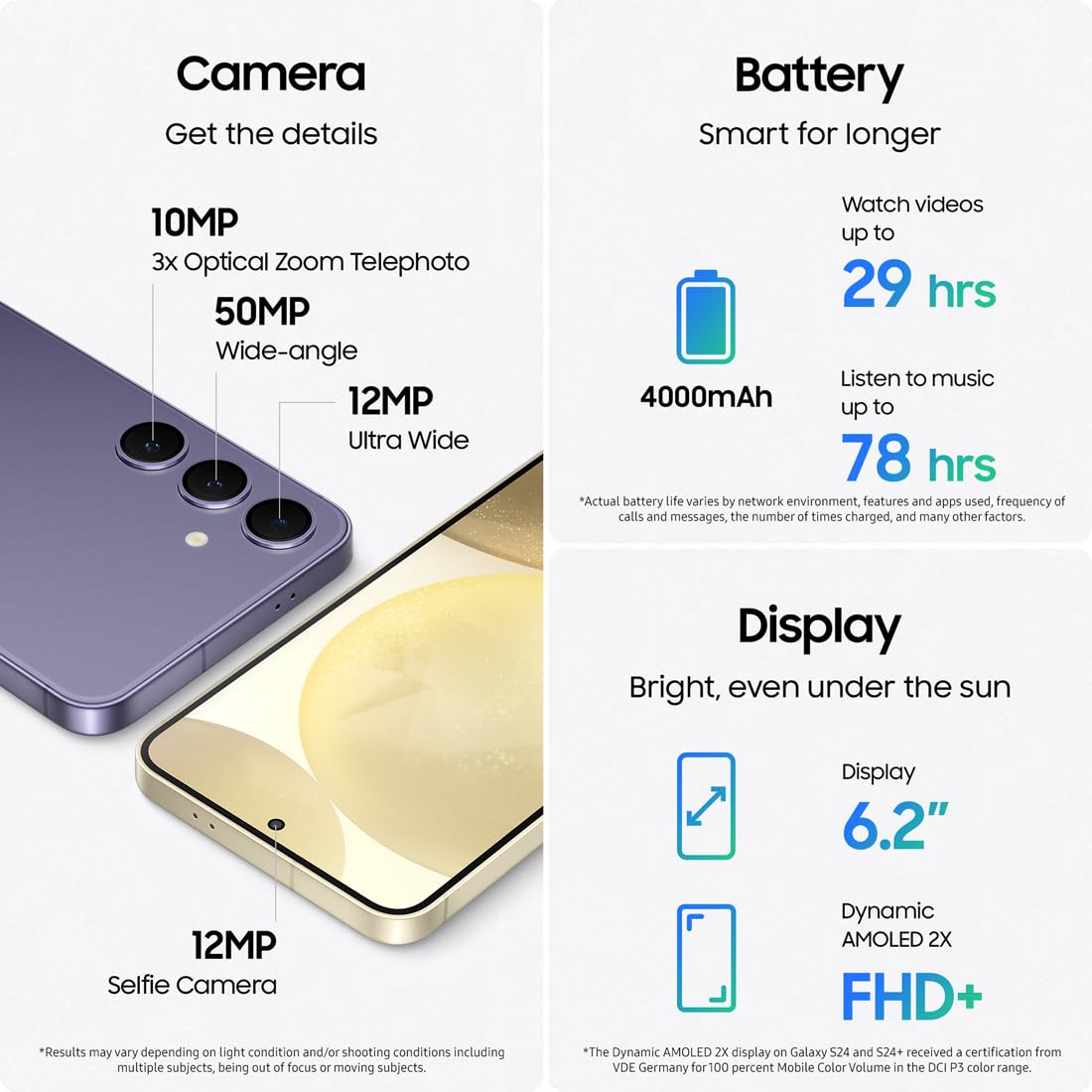 Samsung Galaxy S24 AI Android Smartphone - 8GB RAM 128GB Storage - 50MP Pro Camera - Long Lasting Battery - Cobalt Violet - 3 Year Warranty (UK Version) - Perfect for Business Professionals & Content Creators