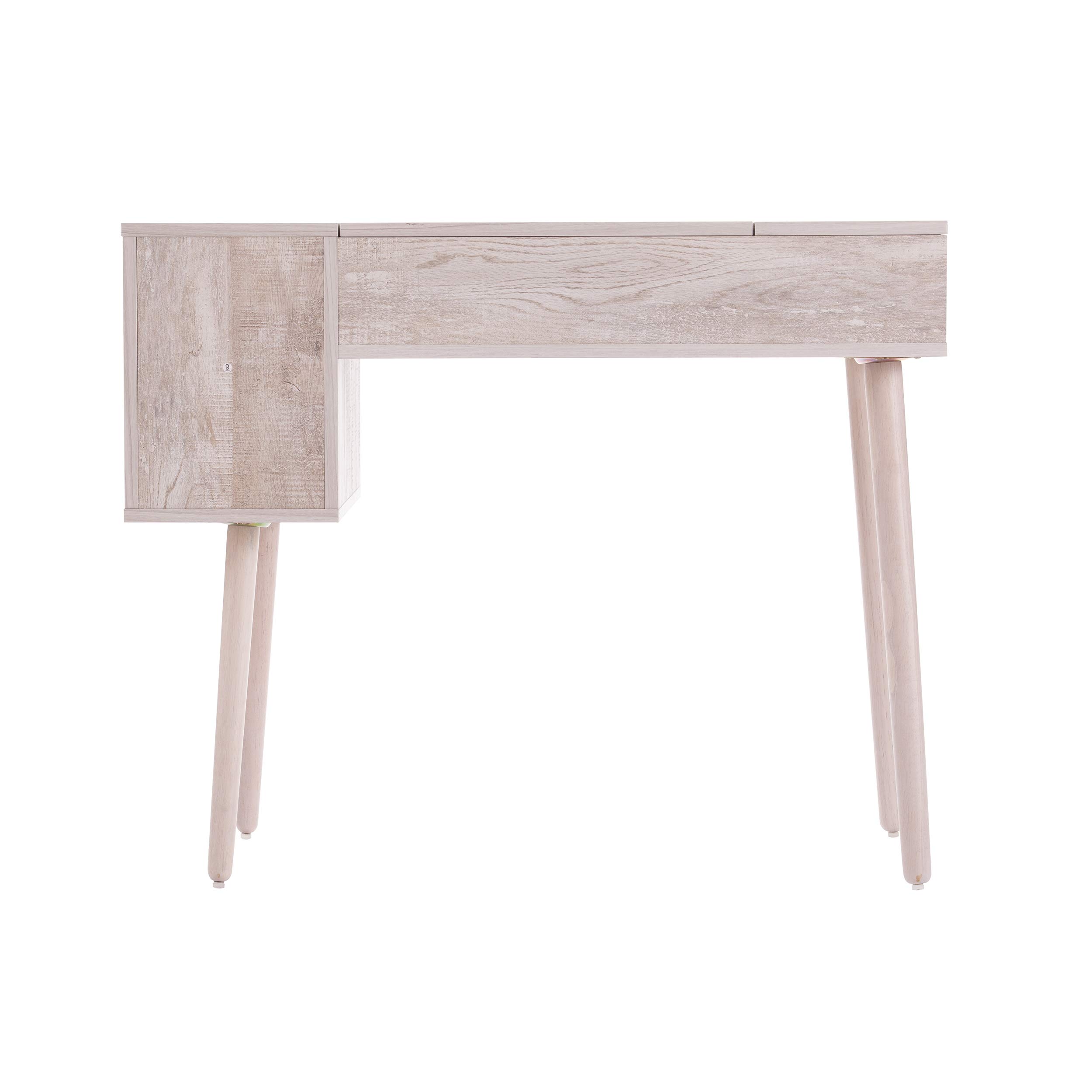 SEI Furniture Harzen Vanity Desk - Graywashed Finish, Modern Writing Desk with Drawers for Home Office, Bedroom & Dressing Room