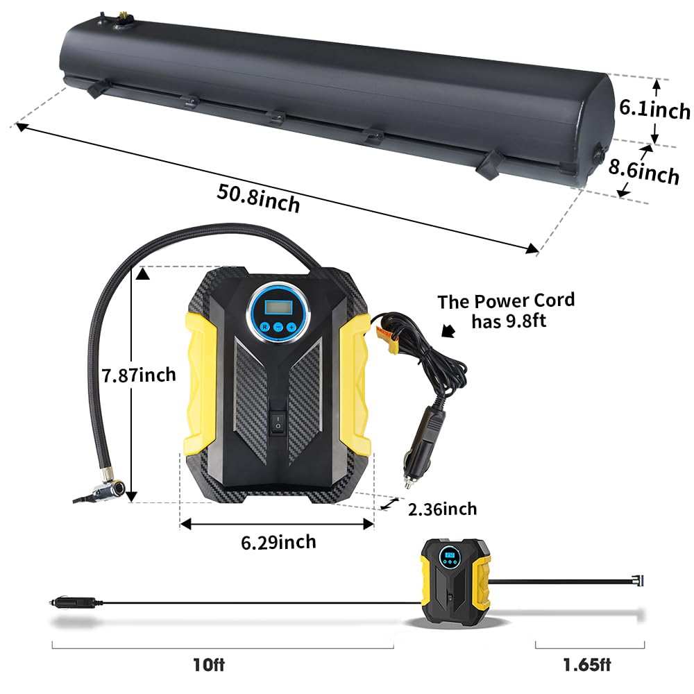8 Gallon Pressurized Water Tank with Air Compressor - Portable Water Storage System for Overlanding, Camping, RV & Outdoor Adventures - Perfect for Off-Grid Living, Emergency Preparedness & Outdoor Showers